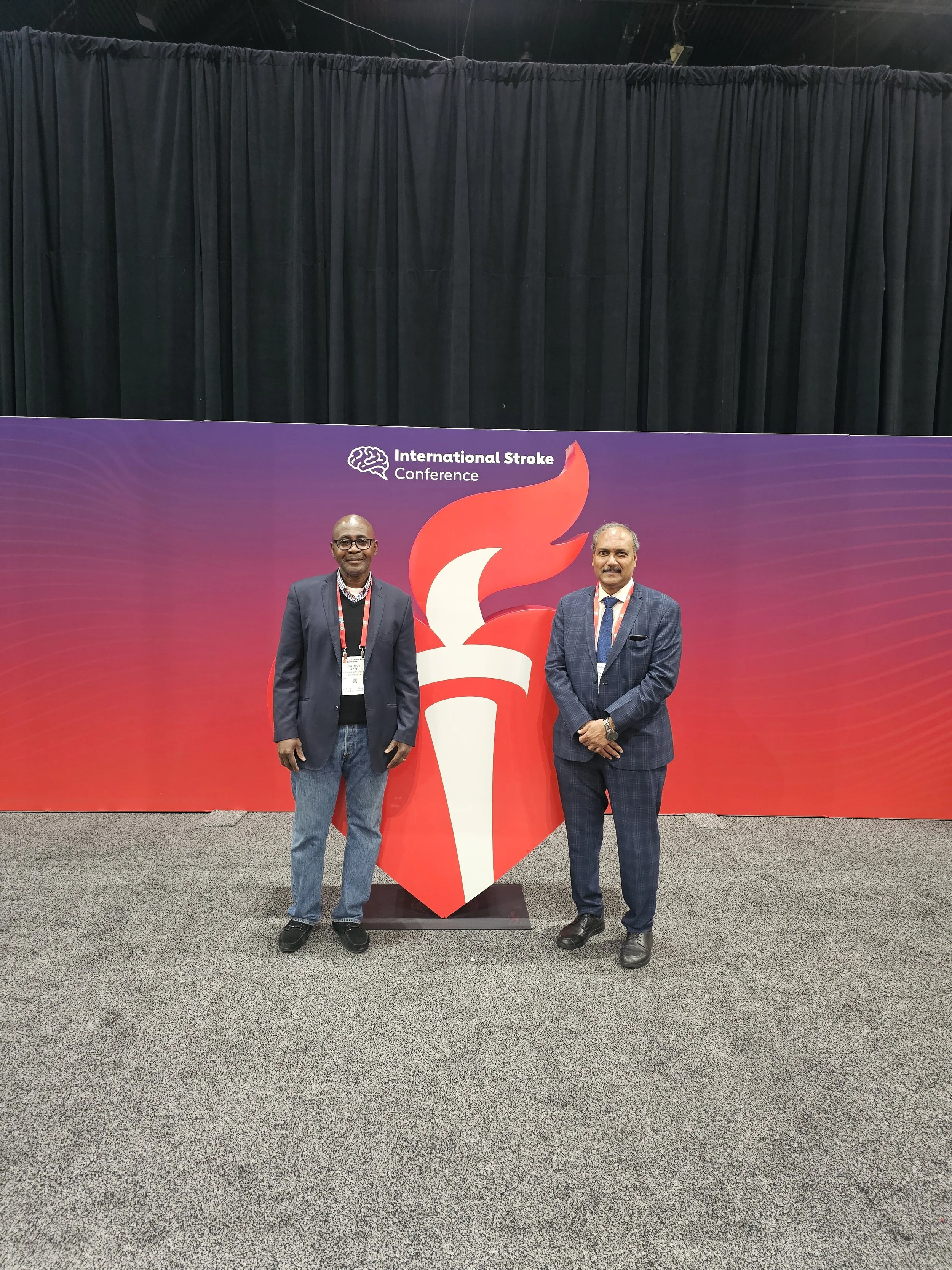 Mr. Patrice Koffi, President and Founder of Stop Stroke in company with Dr. Jeyaraj D. Pandian, President of the World Stroke Organization (WSO) at the ISC 2025 in Los Angeles, CA.