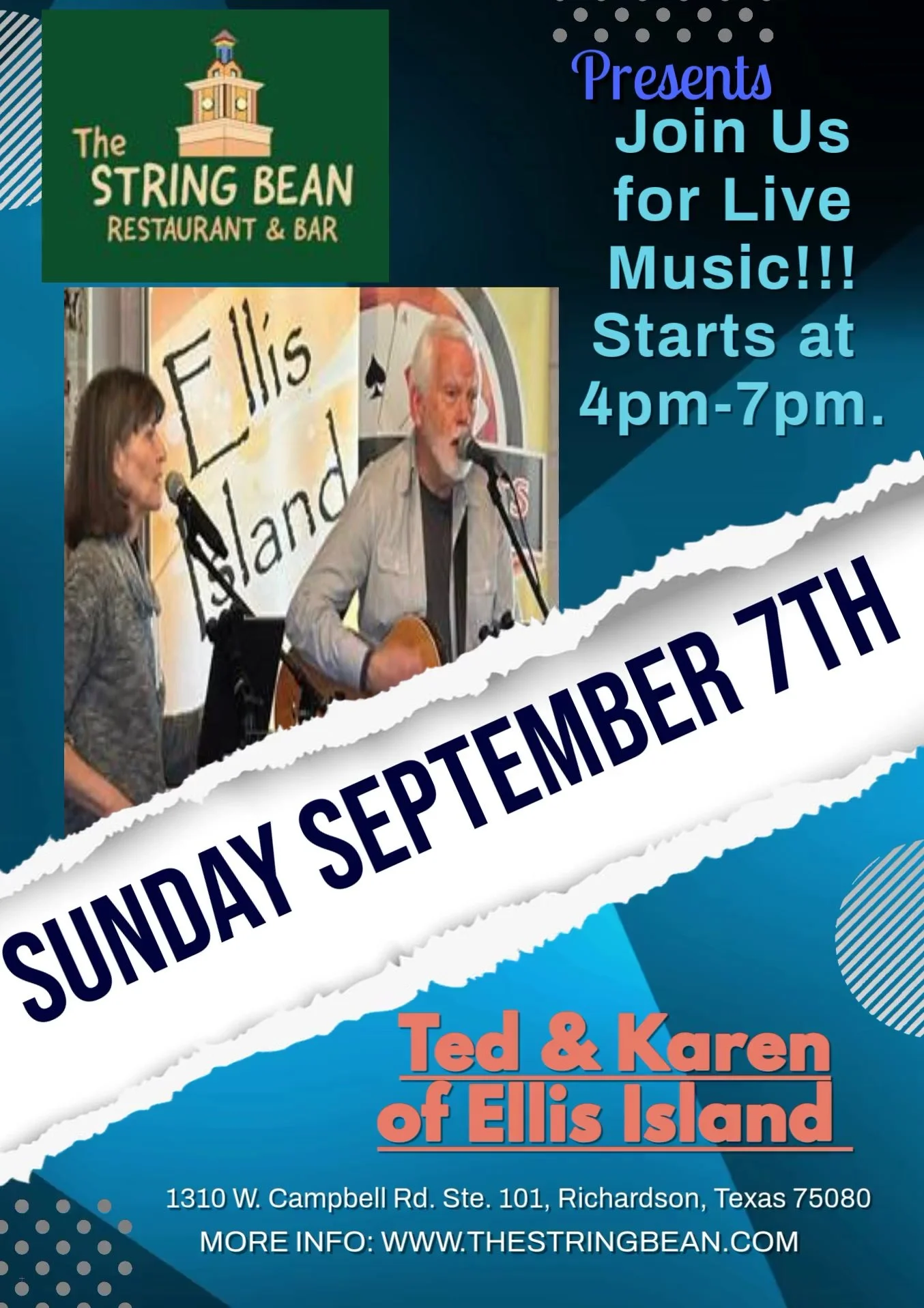 Live Music Sunday with Ted & Karen - Ellis Island