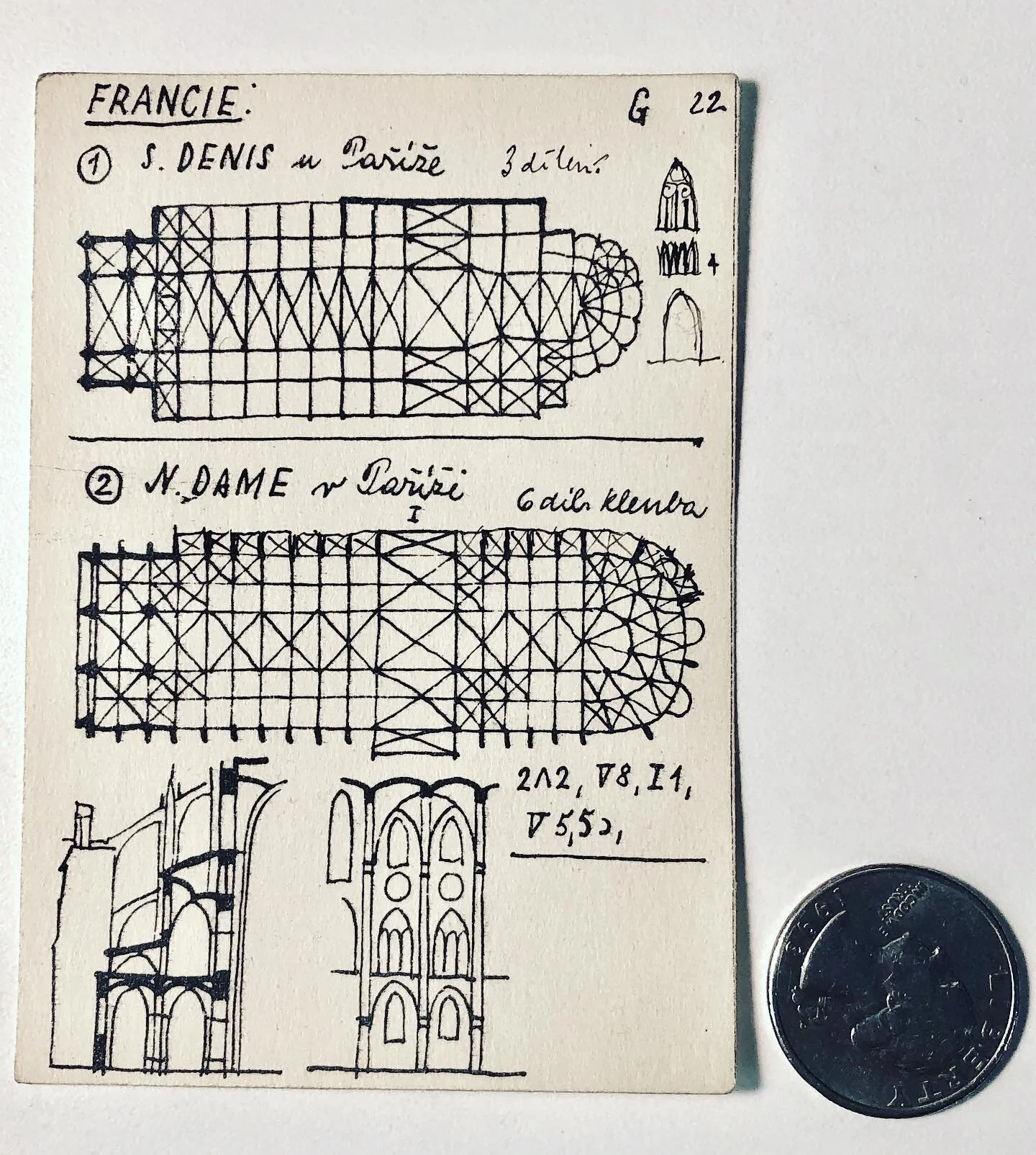 While a student at Brno Polytechnical University, Jan Pokorny was also well-traveled, and was a prolific sketcher, making hundreds of small drawings of buildings he encountered-floor plans, sections and reflected ceiling plans, all at a very small sc
