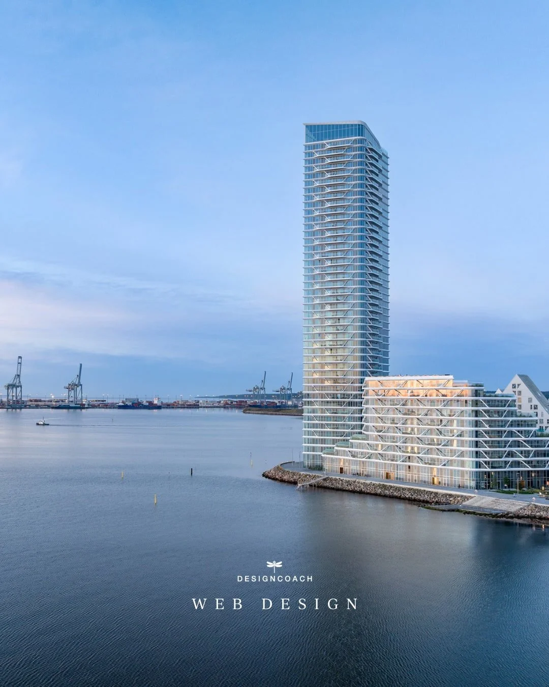 Billede af det prisvindende arkitektur ikon i Aarhus Lighthouse X2, som Designcoach Studio har lavet hjemmeside til..Ligh