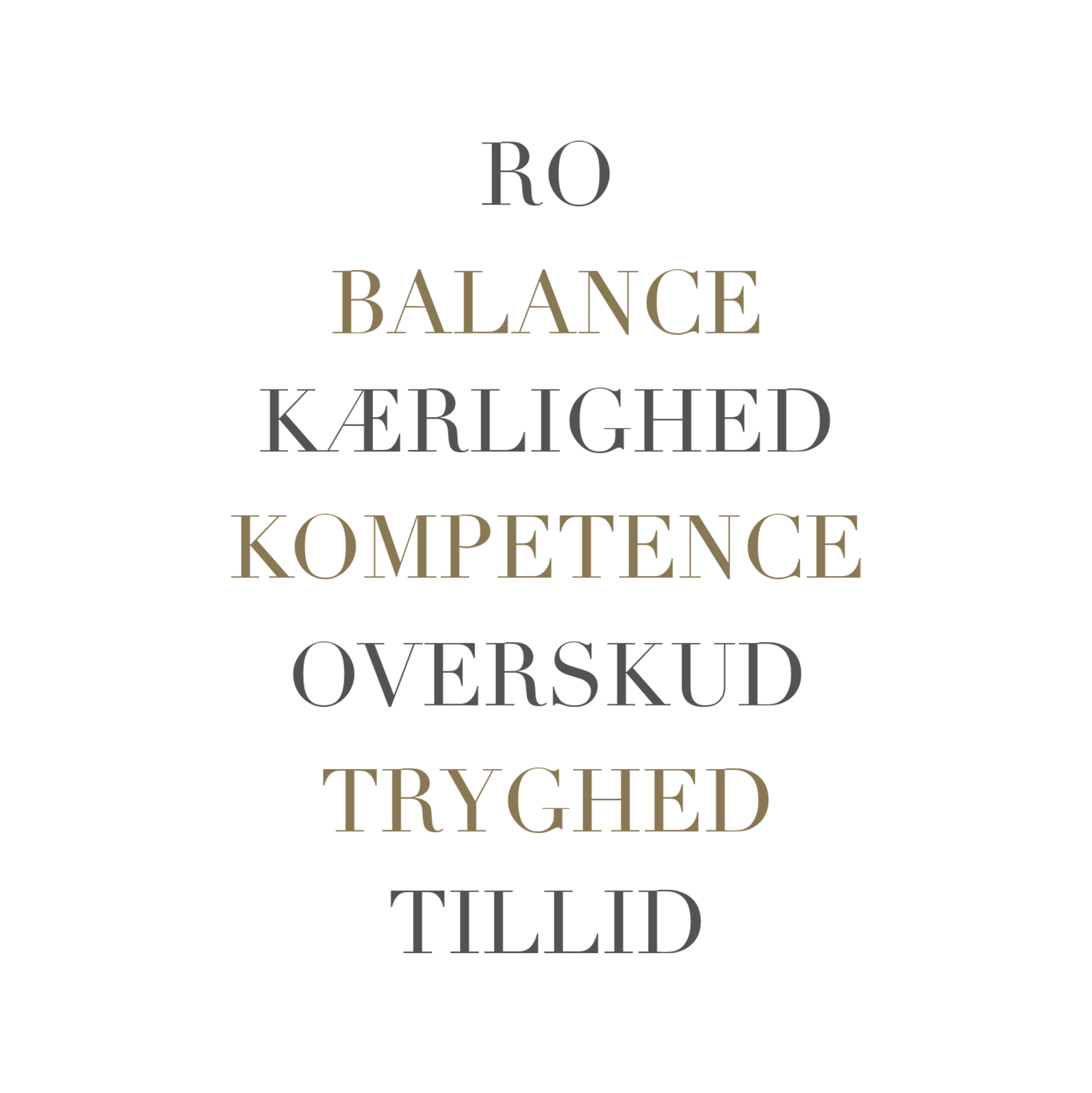 Grafisk opsætning af tekst  som del af moodboard til branddesign for "View with the Heart".