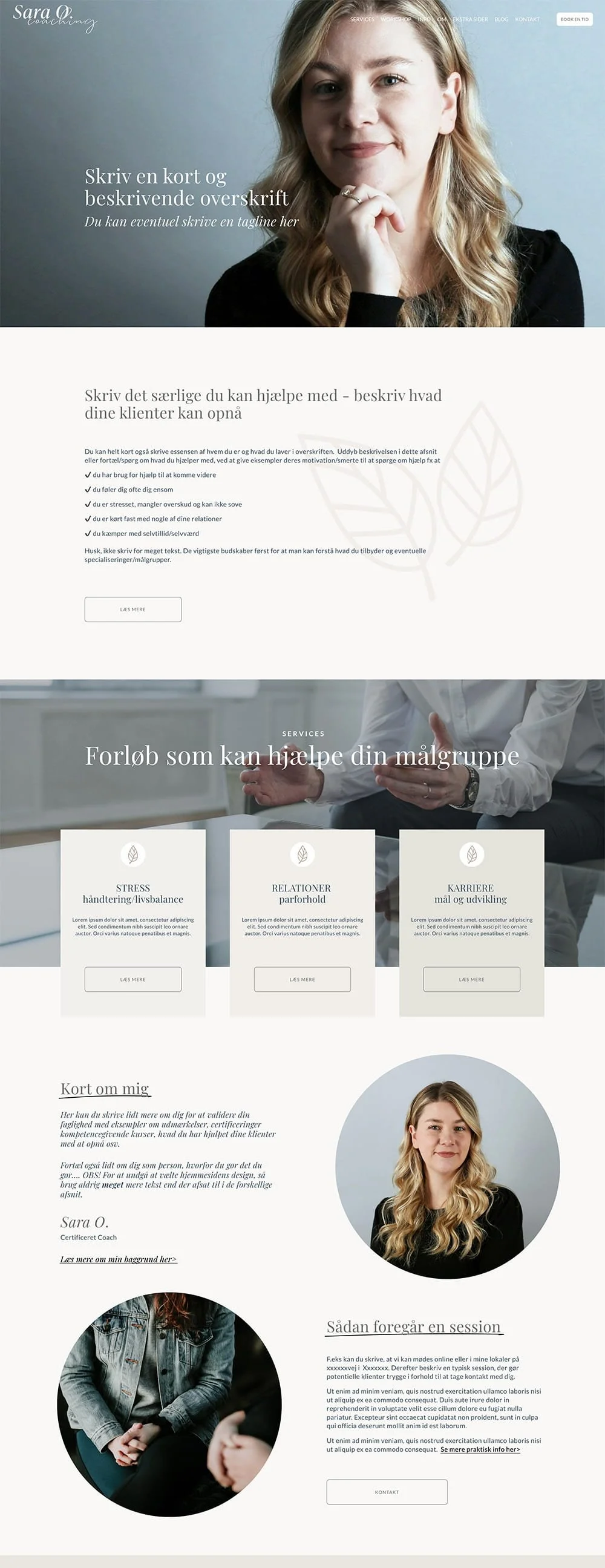 mockup af hjemmesideskabelon Sara O
