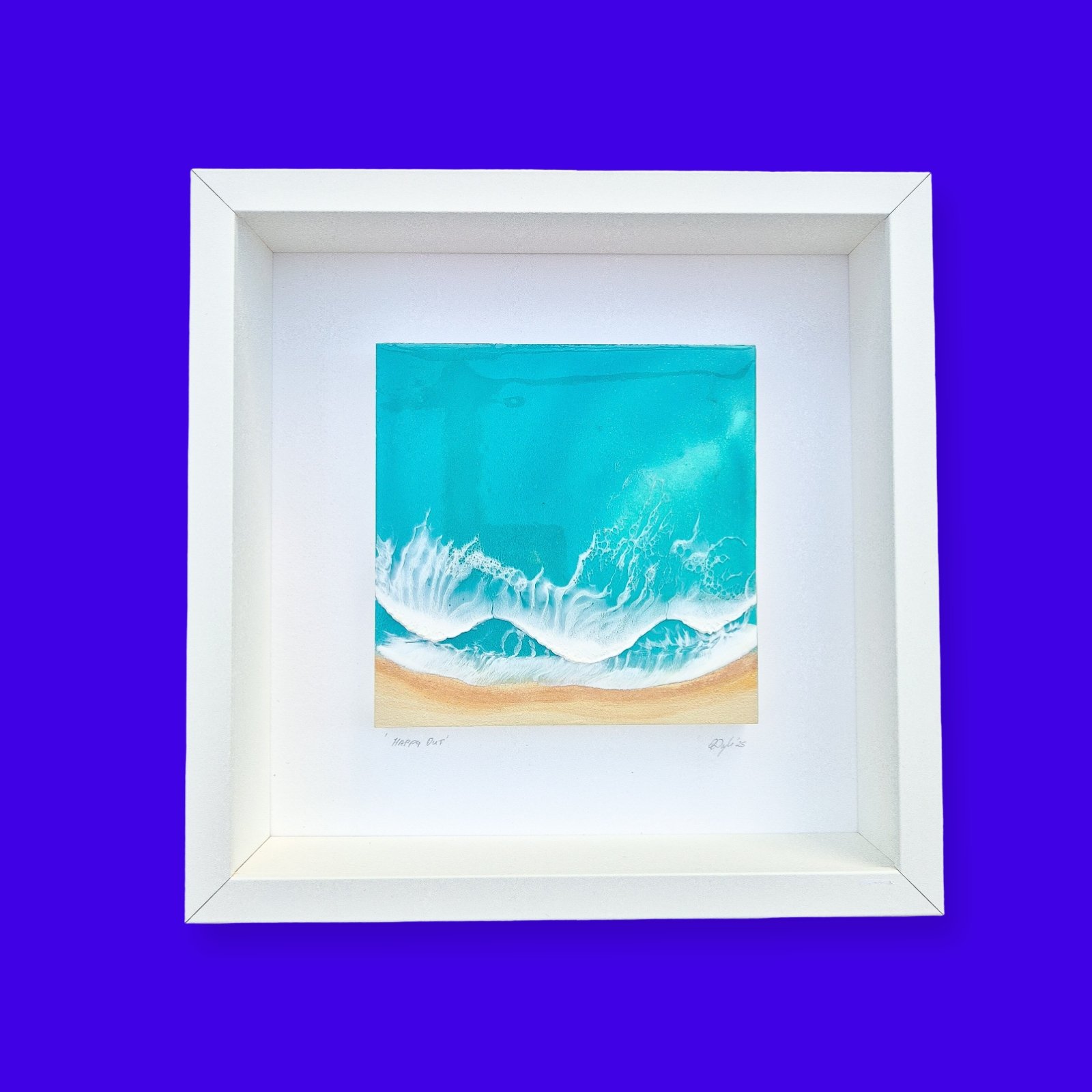 Happy Out, Original Framed Resin Art