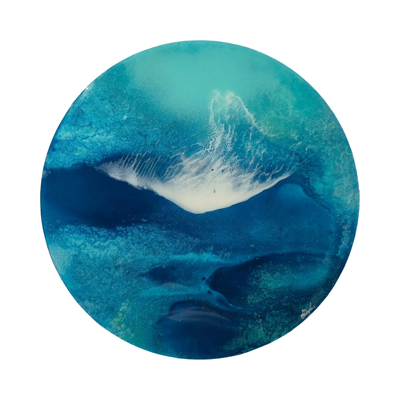 Easy Tide, Original Ocean Art, Round Coastal Art
