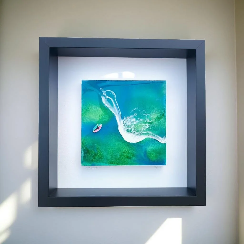 Surf Junkie, Original Framed Resin Art