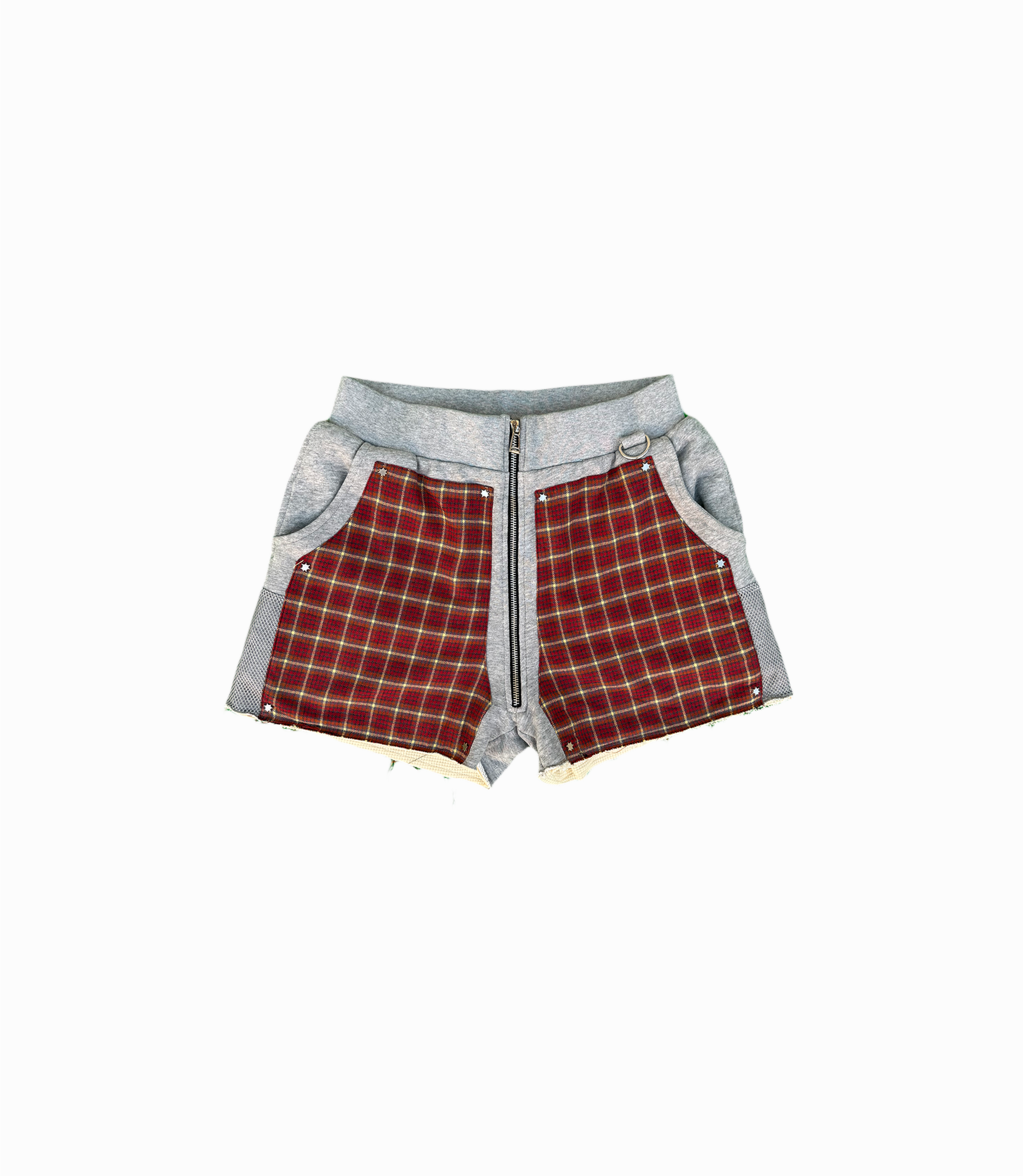 WOMENS PLAID RED GREIGE DOUBLE PLATINUM LOUNGE SHORT