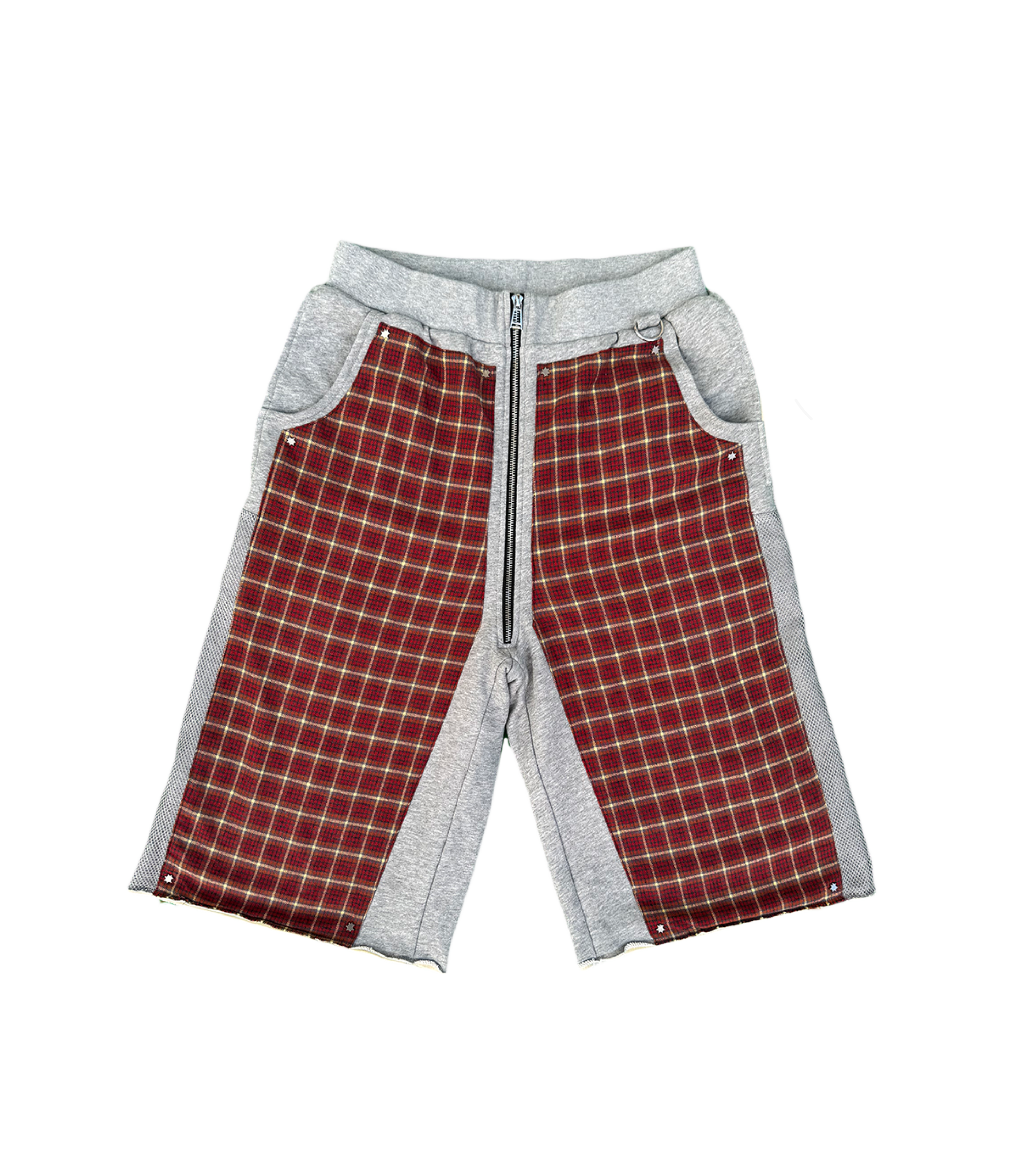 PLAID RED GREIGE DOUBLE PLATINUM CARPENTER LOUNGE SHORT
