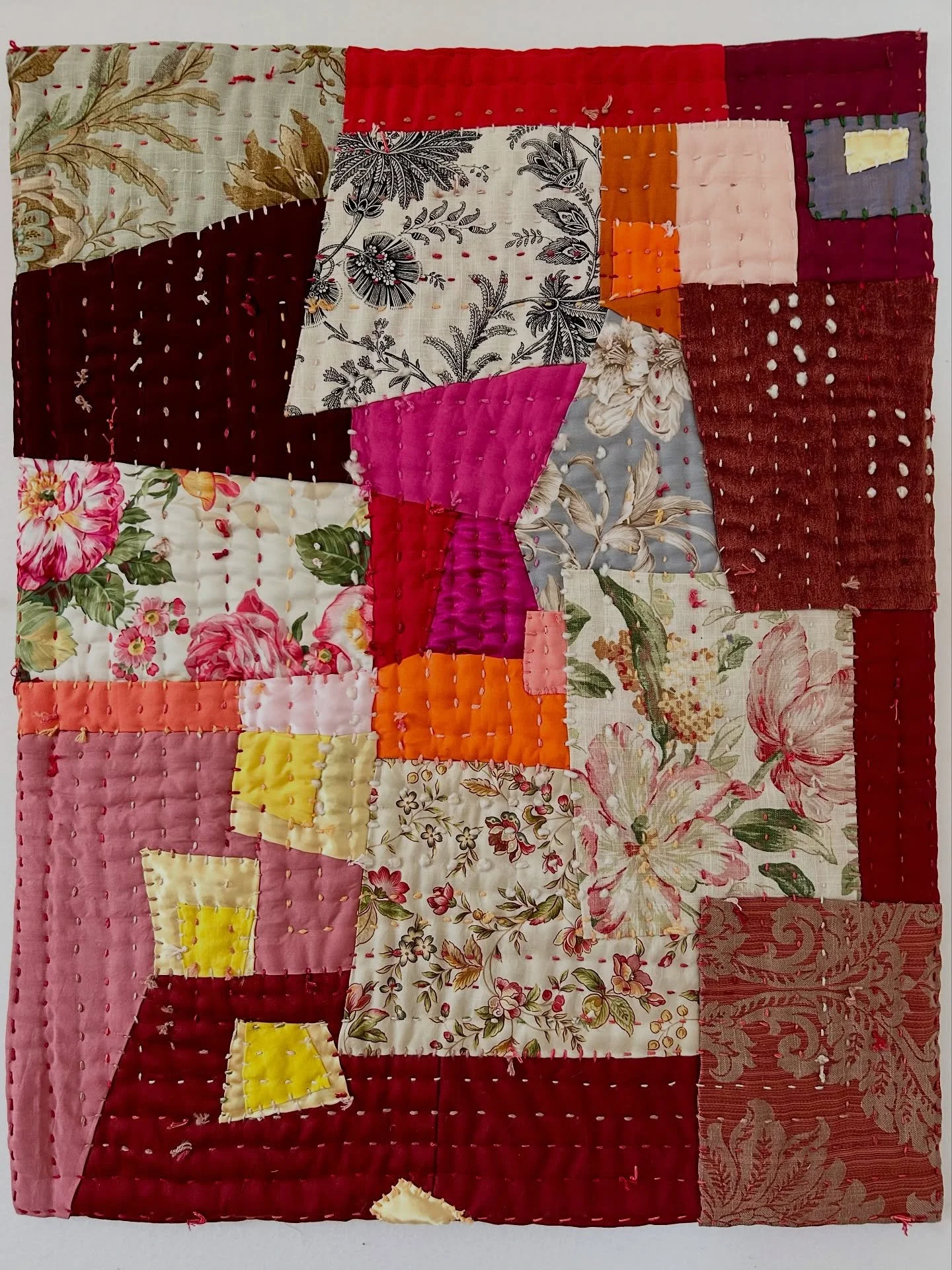 &ldquo;Sunny&rdquo;
26&rdquo; x 33&rdquo;
Textiles and upholstery samples from furniture makers, hand quilted in wool, silk and cotton yarn

I notice the weather more and have grown to really appreciate a fantastic day. 

A sunny afternoon at the pie