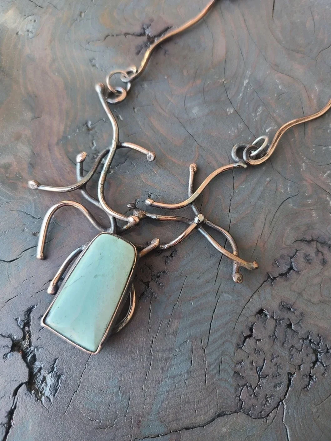 MadiJAX Metals a shop operated by my sister!  This is a favorite piece she created.  Check out her shop on Etsy! 
https://www.etsy.com/listing/1344756369/amazonite-pendant-necklace-handmade?ref=share_v4_lx #artisan #handmade #wearableart #metalsmith