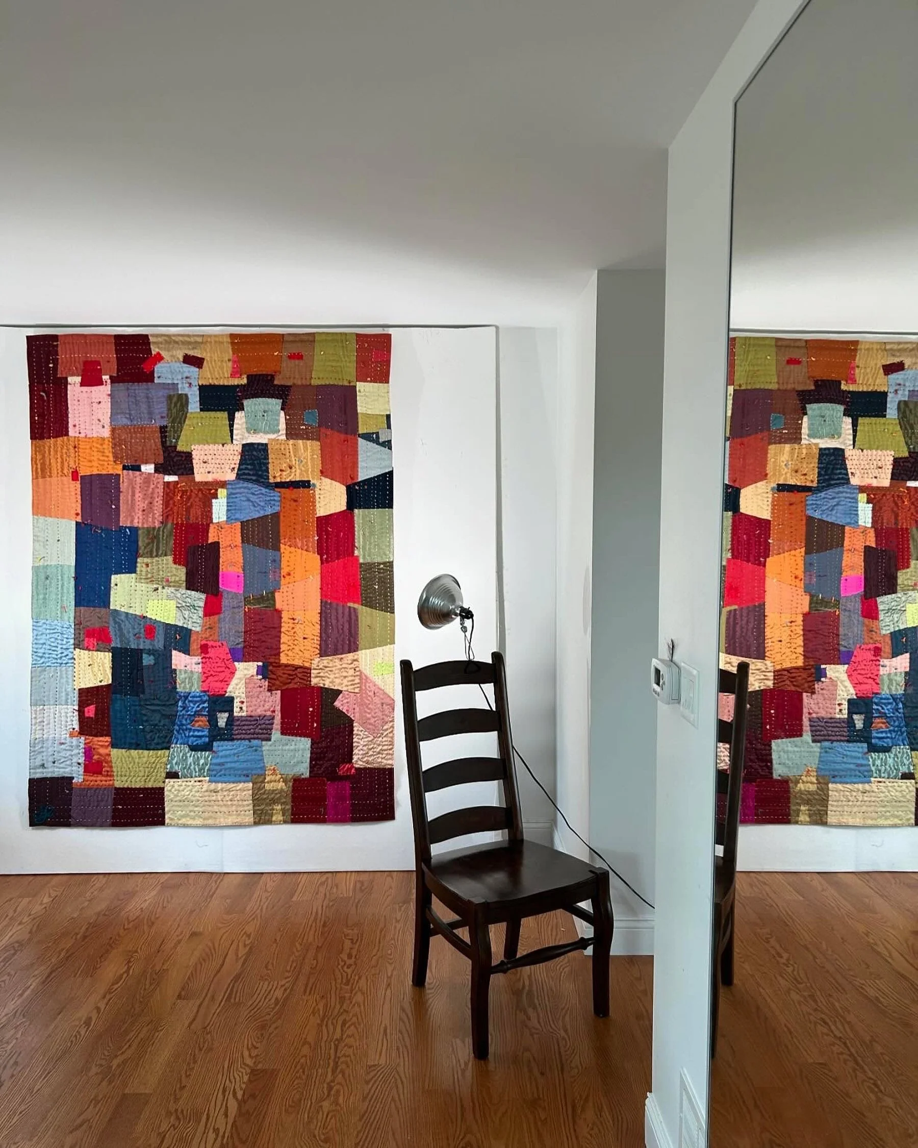 Big Love
63&rdquo; x 85&rdquo;
Sold to private collection

Hand stitched fine silks, linens and upholstery samples from furniture makers using silk and wool yarn

Back from the Healing Art Program, for the UChicago Medicine &ldquo;Art in Hospitals&rd