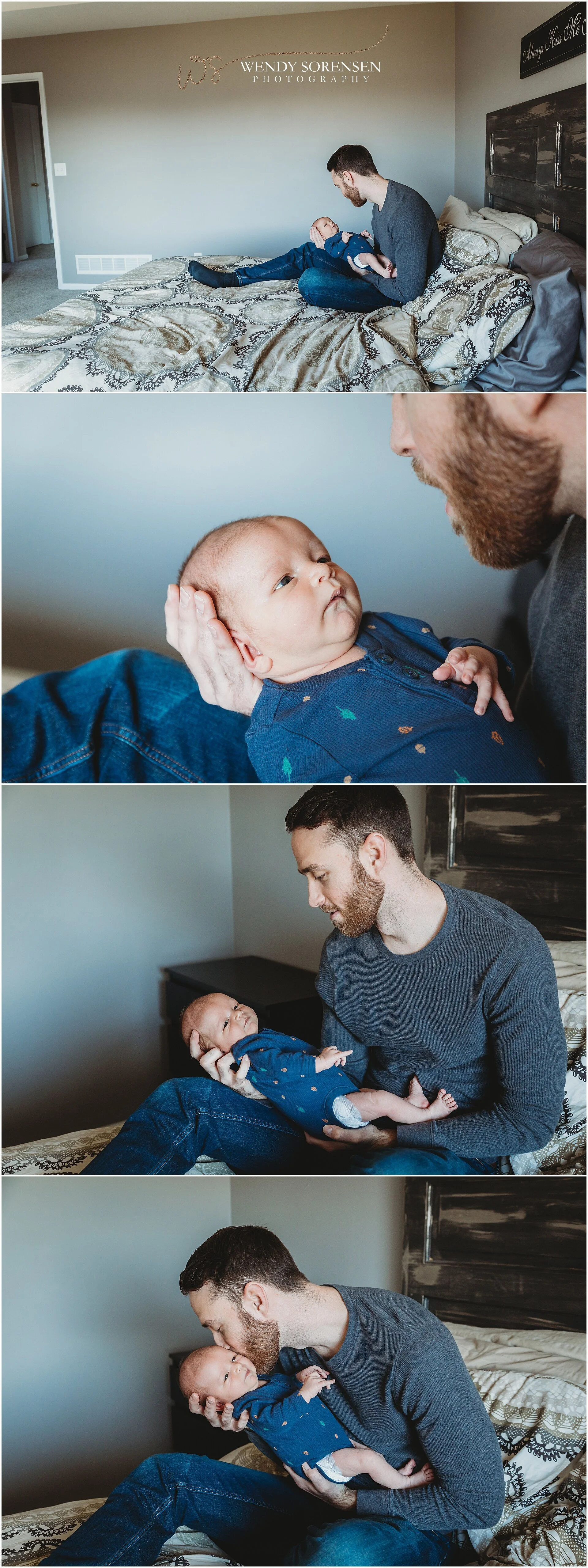 Dad holding his newborn infant son.