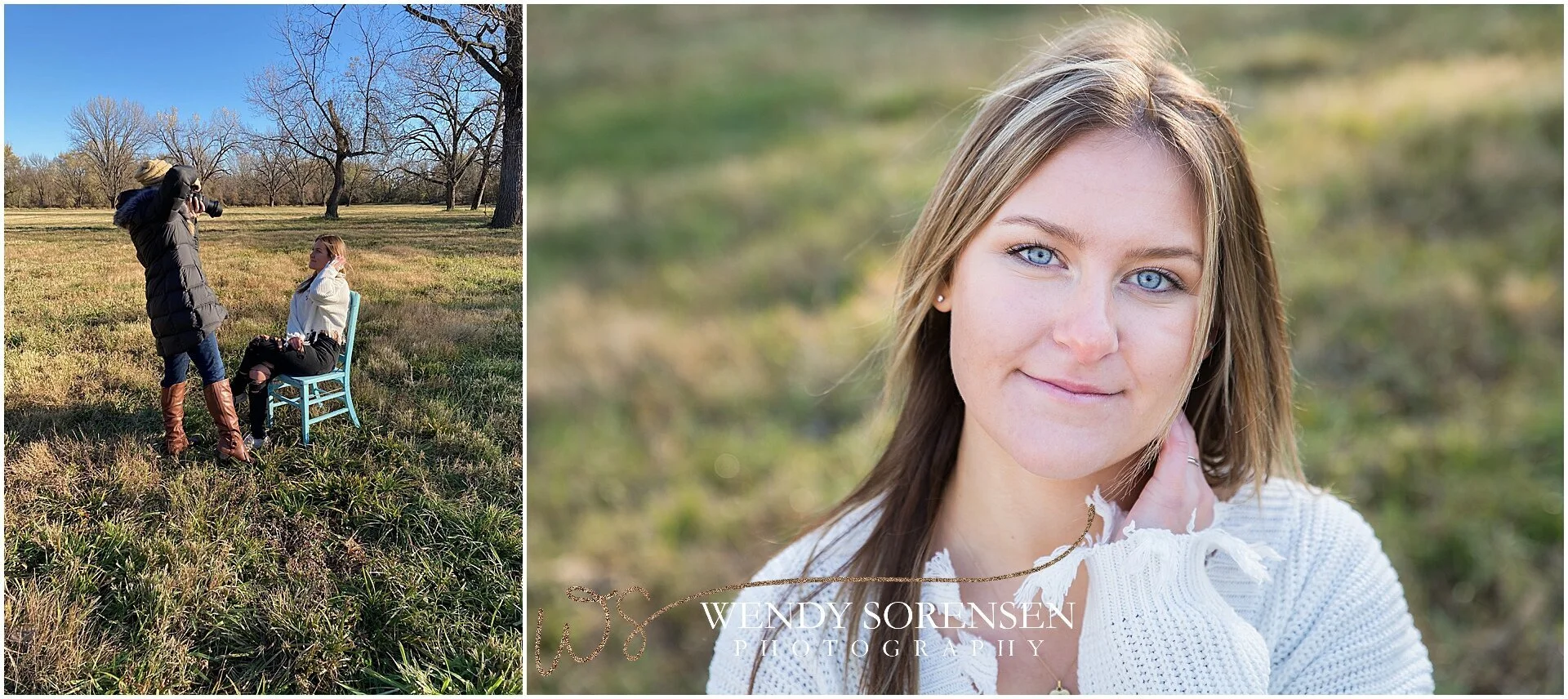 Senior girl sitting in a field in Des Moines, Iowa.