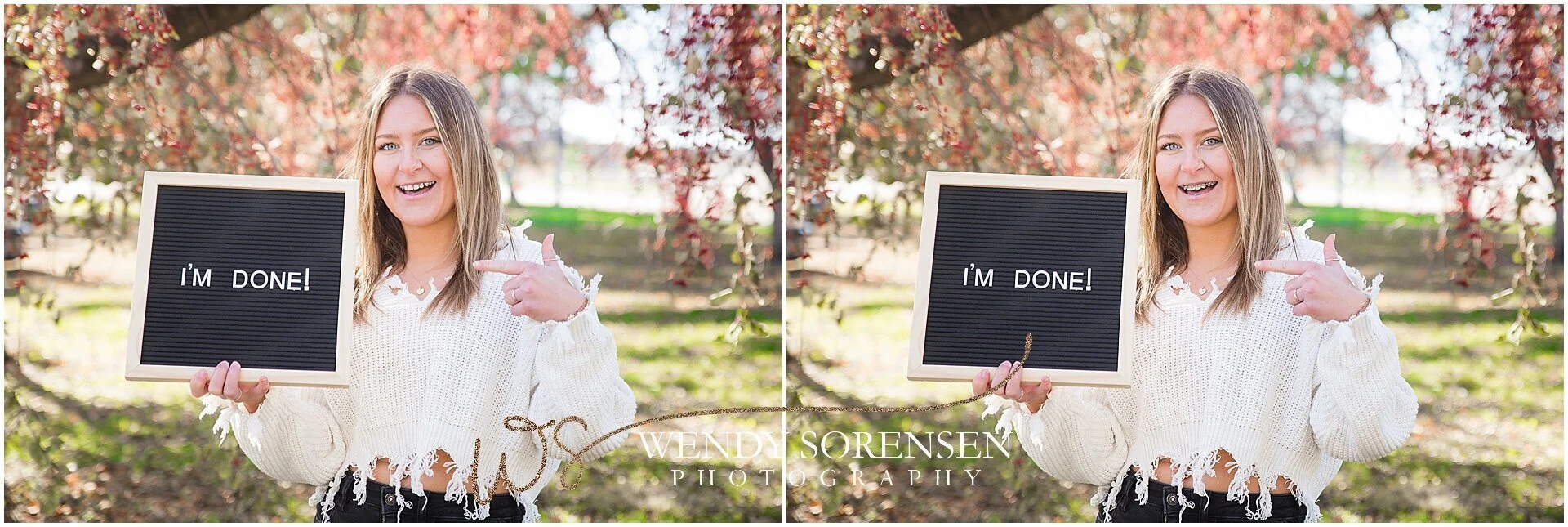 Braces removal in professional editing for senior pictures.