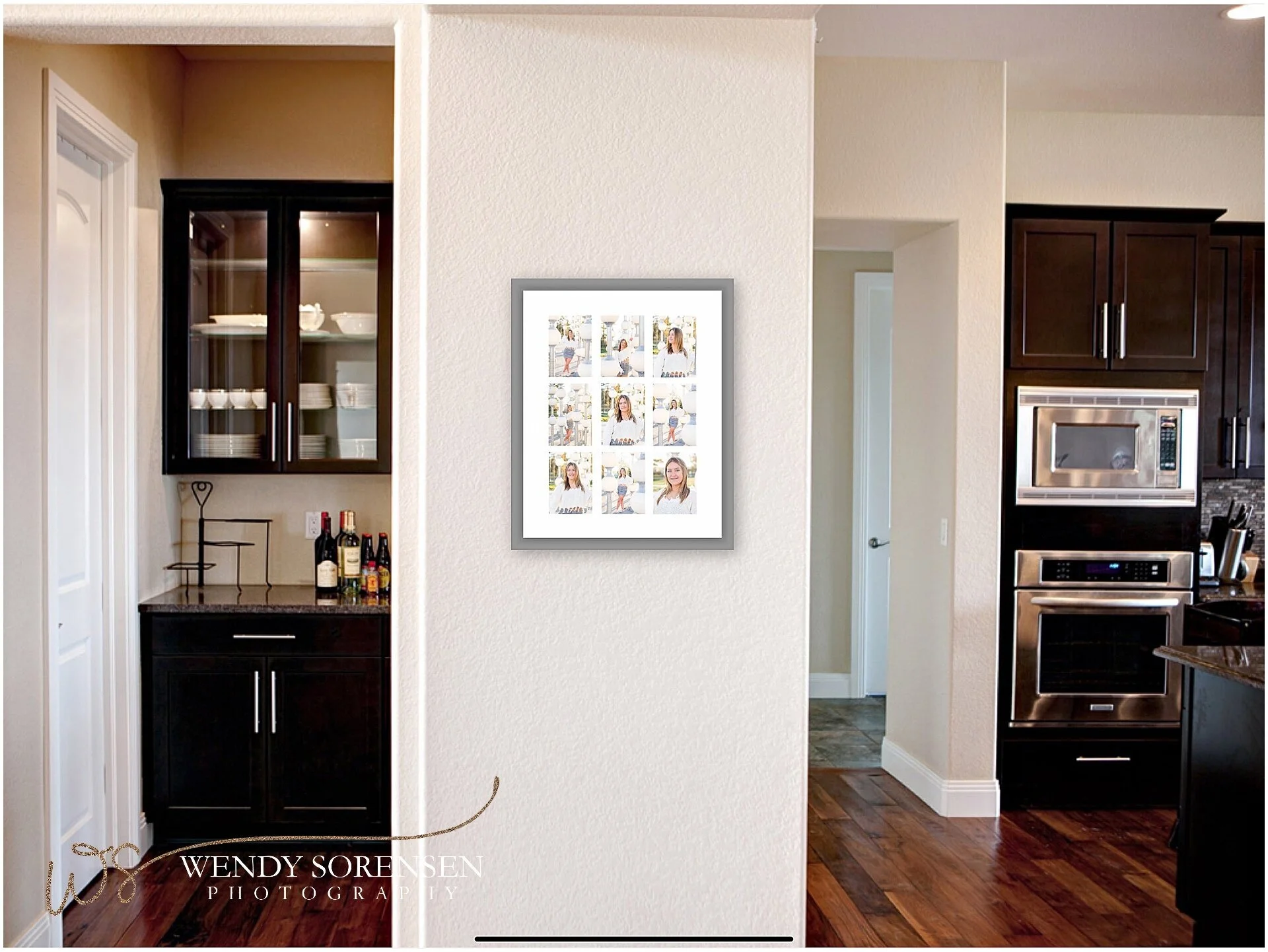 Mock up of a framed collage print on the wall.
