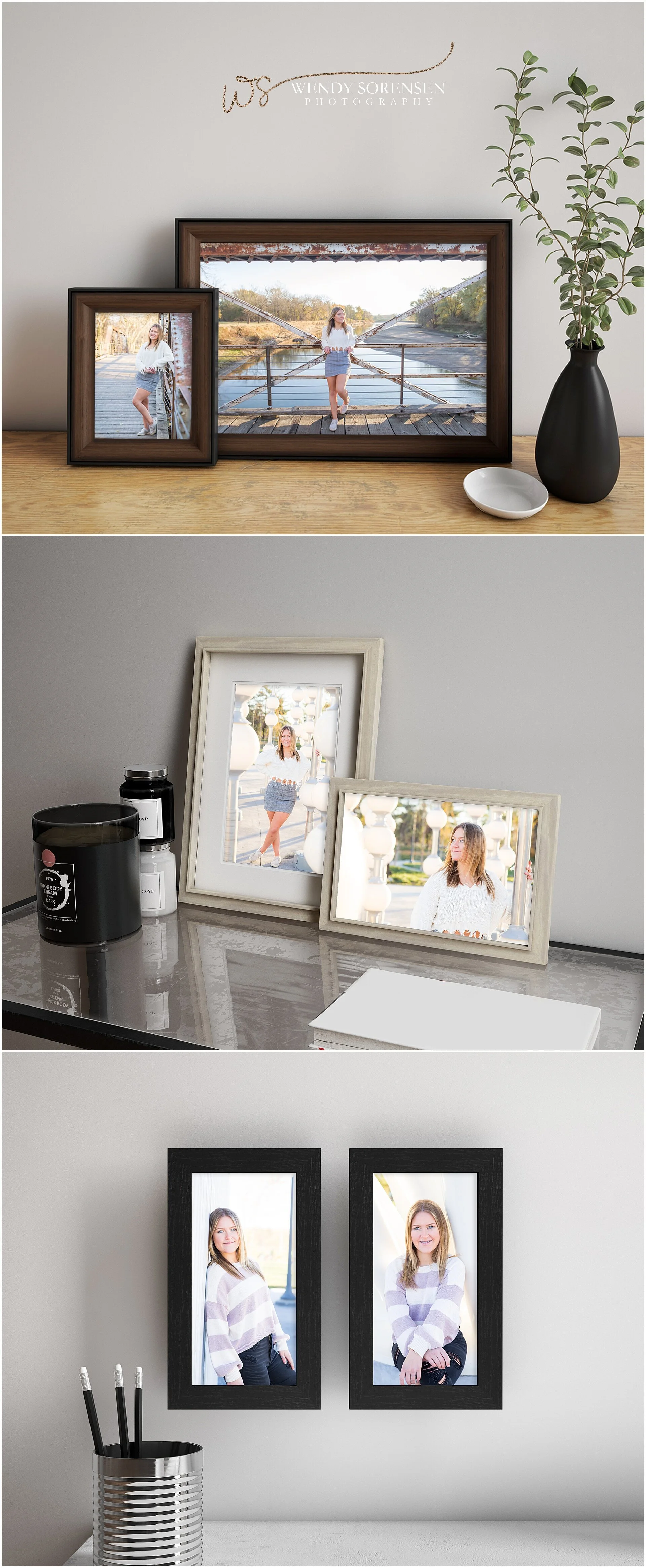 Mock up framed tabletop prints.