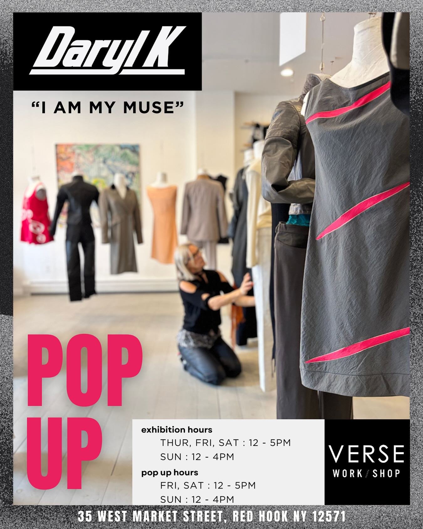 𝐃𝐚𝐫𝐲𝐥 𝐊 | 𝐈 𝐀𝐦 𝐌𝐲 𝐌𝐮𝐬𝐞
Curated by Nina Stritzler-Levine

[THIS WEEK&rsquo;s SCHEDULE]

Thursday | Exhibition Open
Friday thru Sunday | Exhibition &amp; Pop Up

[HOURS]

Thursday thru Sat | 12 - 5PM
Saturday | 12 - 4PM

@darylknyc will 