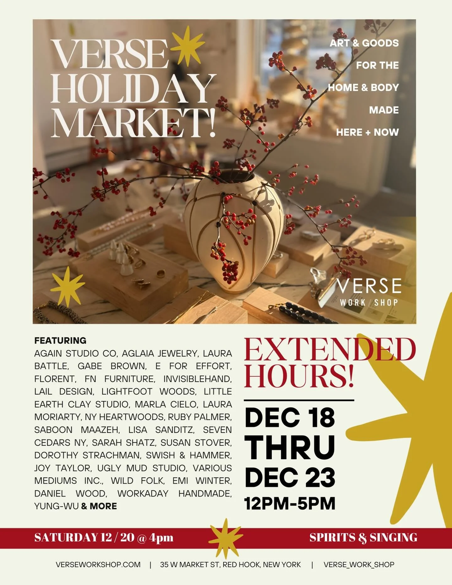 Holiday Market EXTENDED HOURS!

Simply so much beauty in the gallery to be seen so we&rsquo;ll be open THURSDAY thru TUESDAY this week from 12 - 5.

Join us Saturday afternoon for Spirits &amp; Singing featuring @invisible_hand &ldquo;Brute Force and