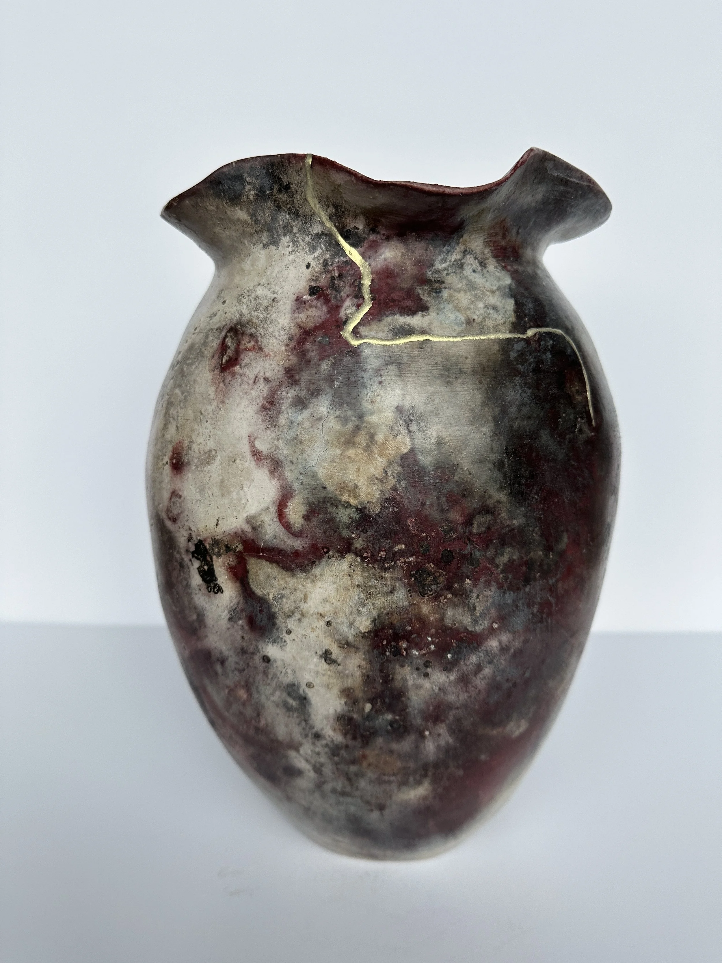 Wave Amphora, Smoke Fired Vessel