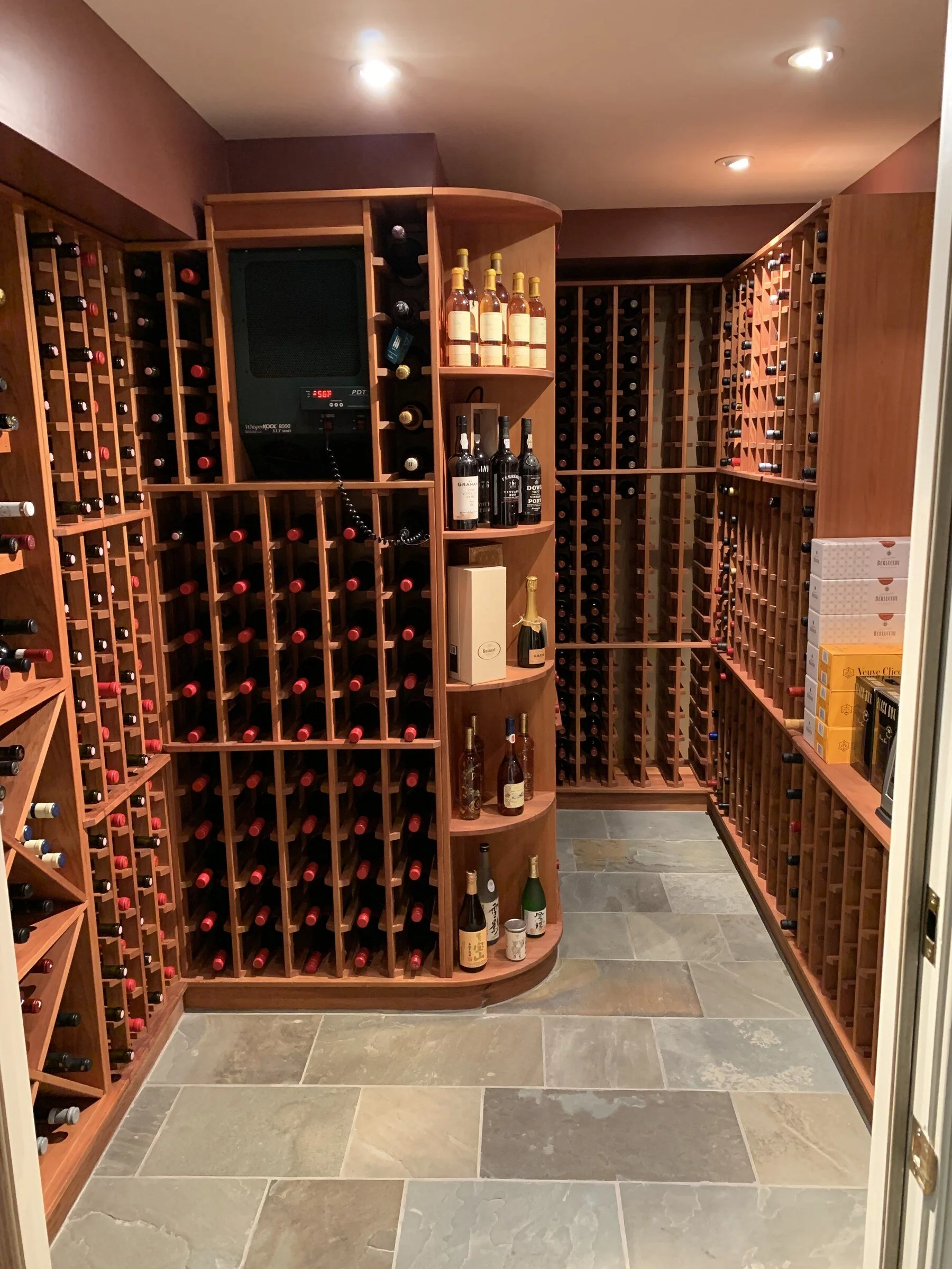 Completed private wine cellar ready for professional organization and cataloging