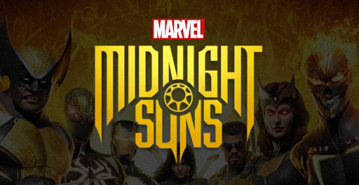 Marvel Midnight Suns logo with various Marvel characters in the background.