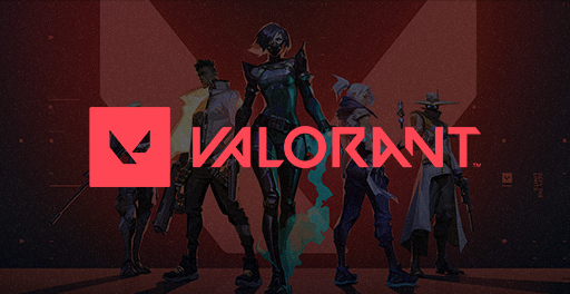 Artwork featuring five characters from the game Valorant, with the Valorant logo and title in the foreground.