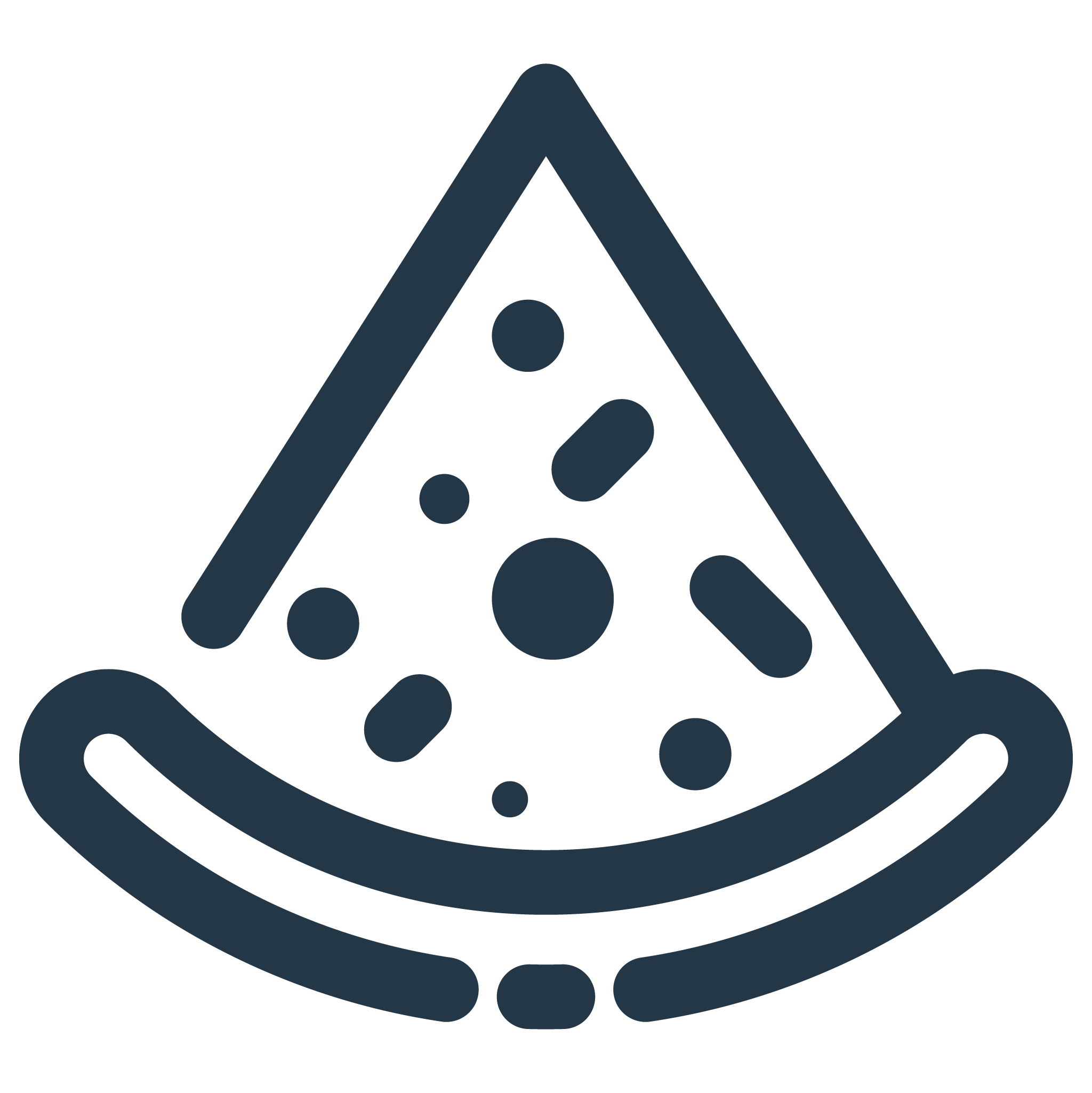 Line drawing of a slice of pizza