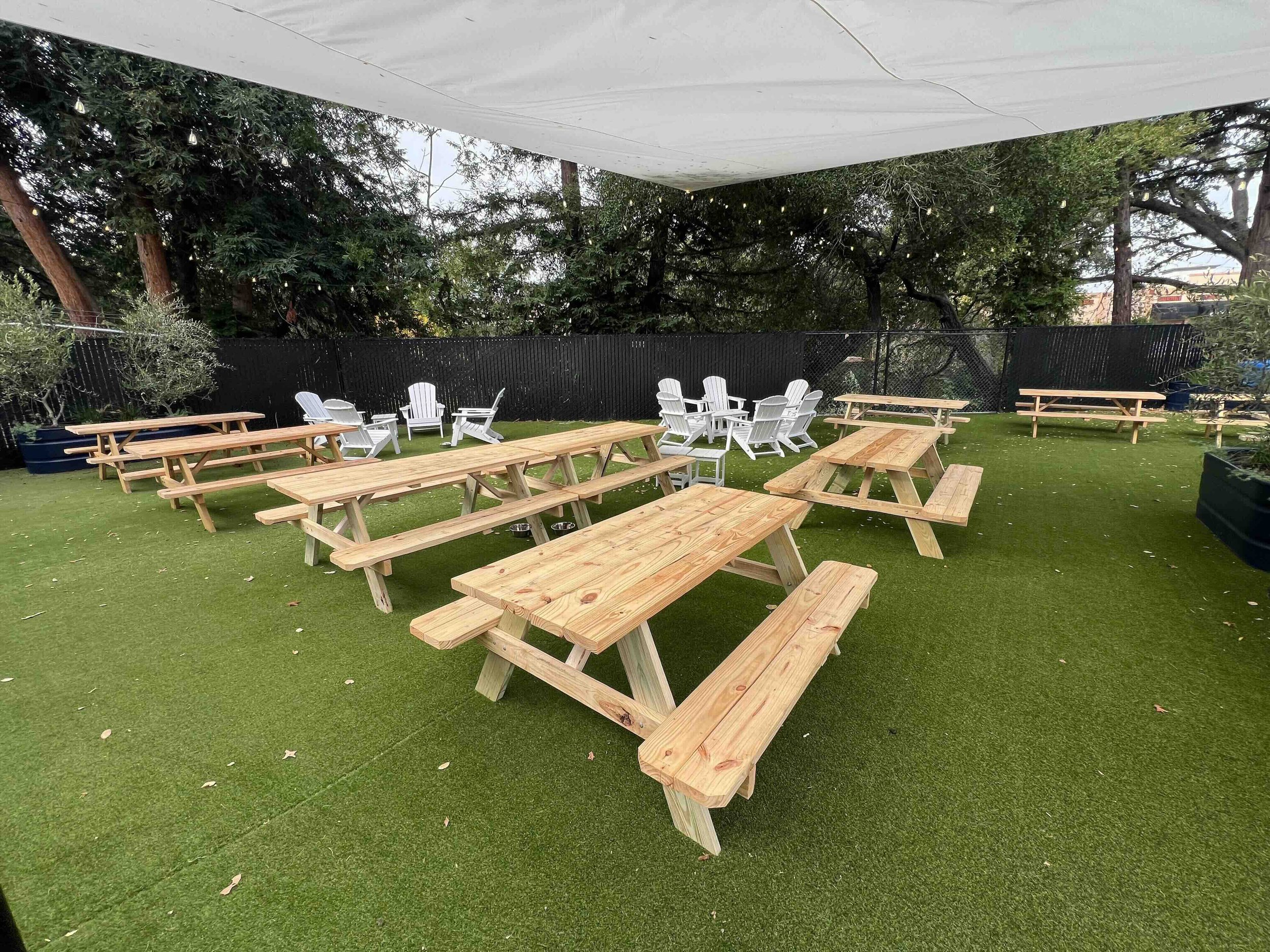 Outdoor patio at our Walnut Creek taproom