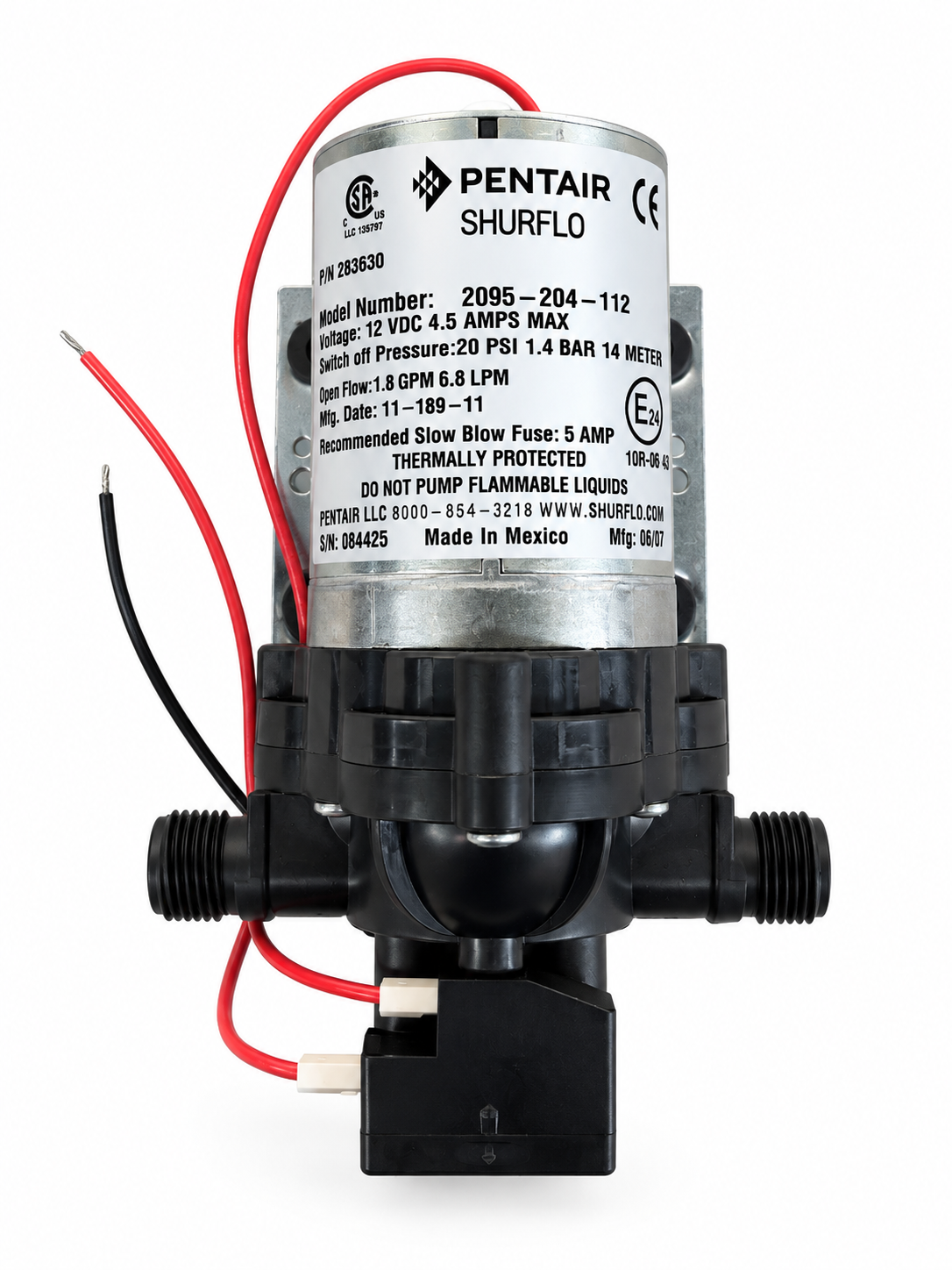 Shurflo 20PSI 12V Water Pump With Fittings