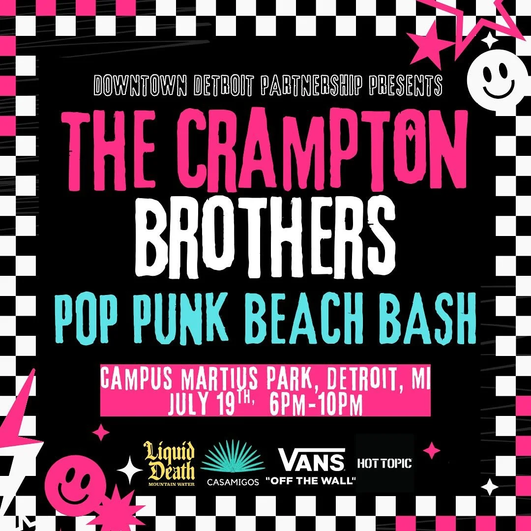 🎸POP PUNK BEACH BASH🎸
Detroit! The biggest emo/pop punk party of the summer is taking over Campus Martius Park on Saturday, July 19th from 6&ndash;10pm.

We&rsquo;re turning downtown into a full-blown Y2K beach mosh pit. We&rsquo;re talking eyeline