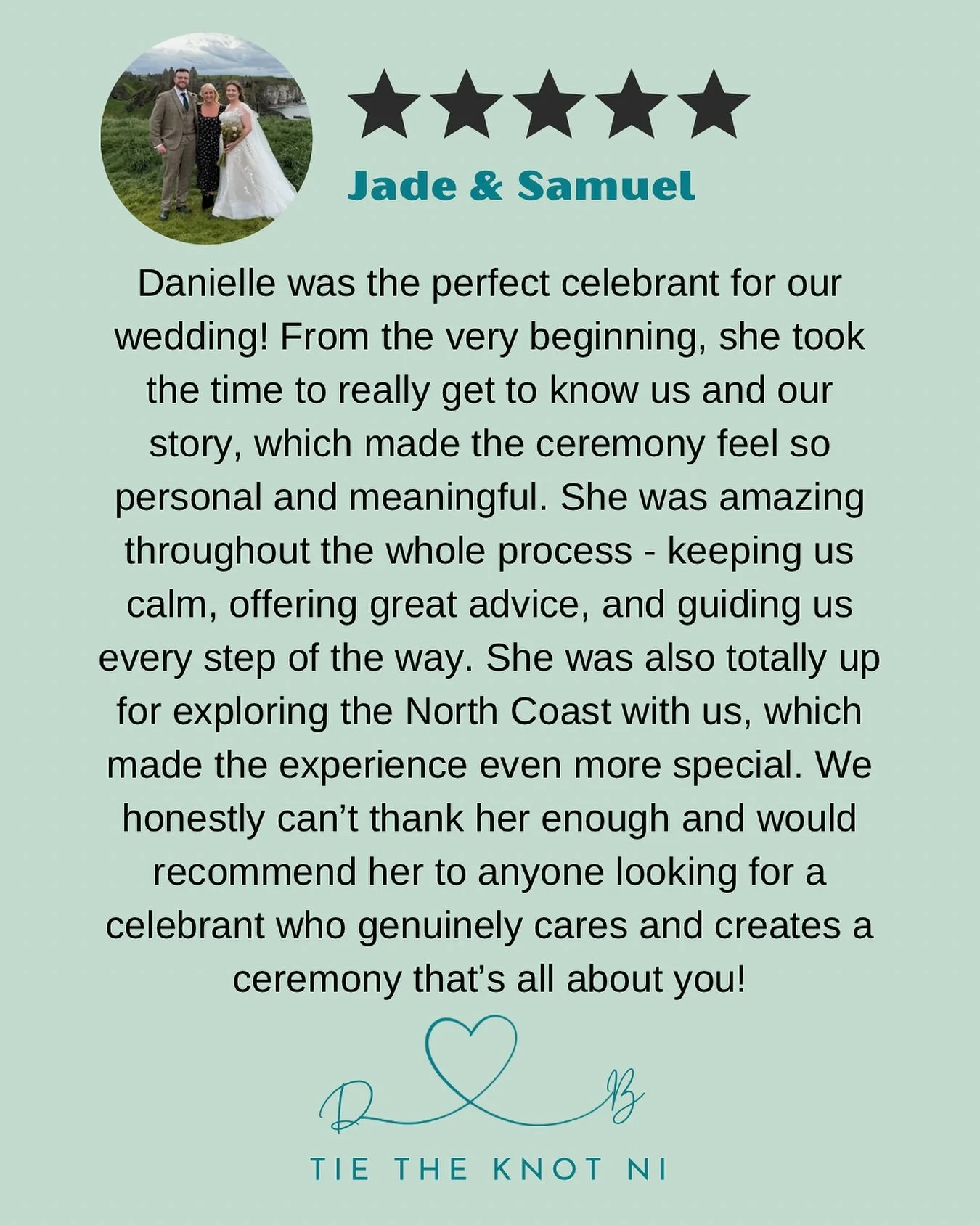 🌟 Review 🌟

&ldquo;Danielle was the perfect celebrant for our wedding! From the very beginning, she took the time to really get to know us and our story, which made the ceremony feel so personal and meaningful. She was amazing throughout the whole 