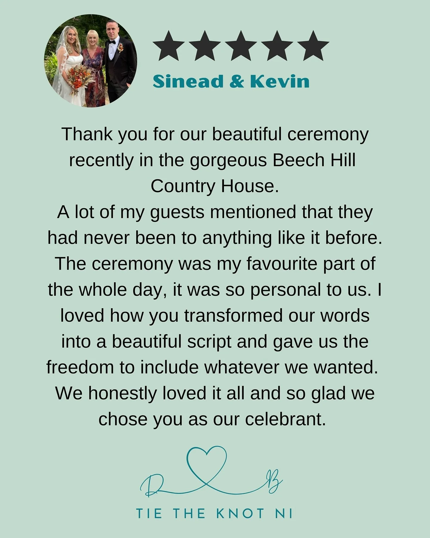 🌟 Review 🌟

So lovely to receive this review from Sinead and Kevin. Their ceremony at the lovely @beechhillcountryhouse was such a joy to create and be part of. I loved hearing that guests said they had never experienced anything like it before and