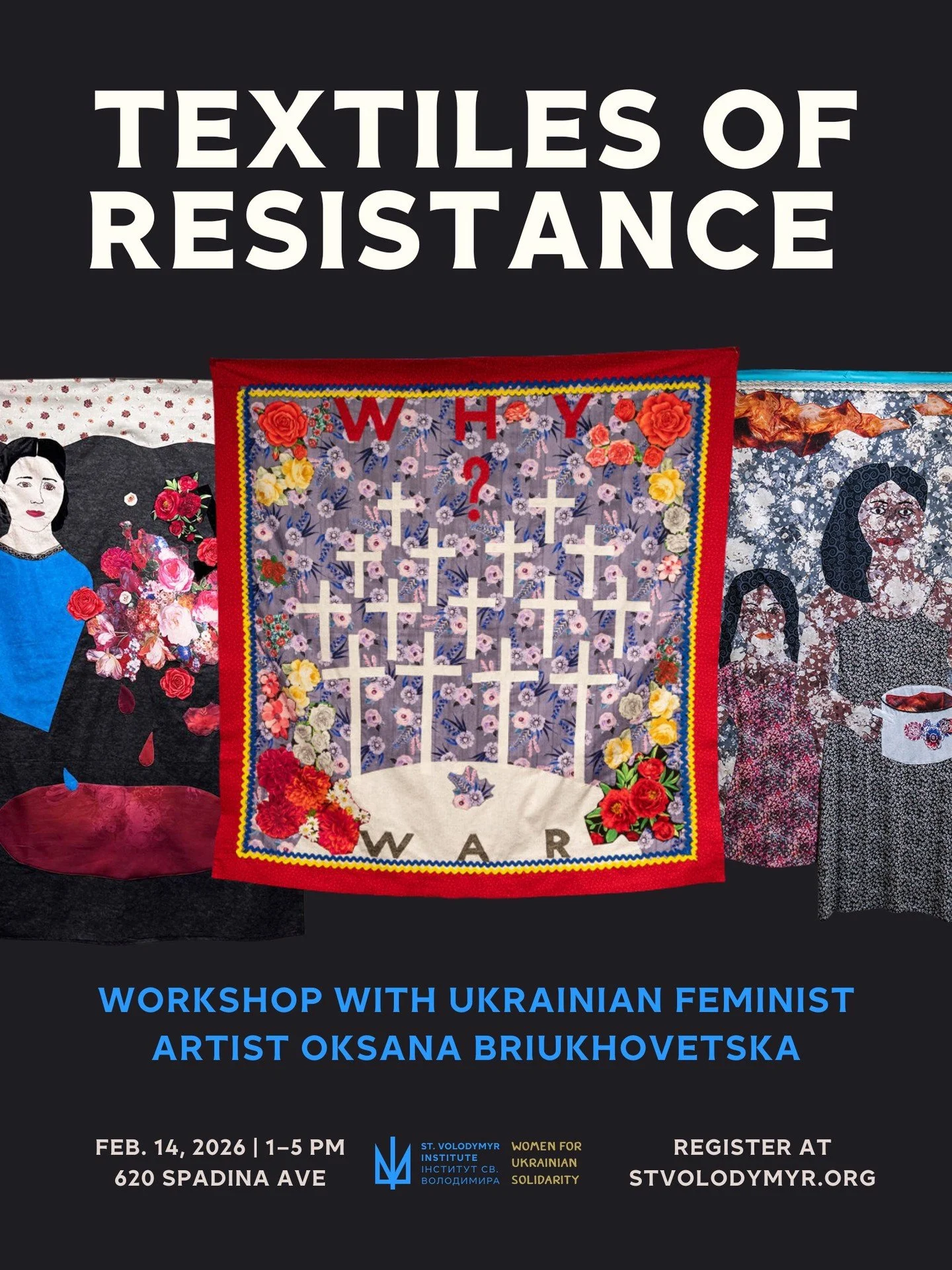 🧵 Textiles of Resistance
A hands-on textile collage workshop with Ukrainian feminist artist Oksana Briukhovetska (@oksana_briukhovetska )

Bring your cast-off florals, bright scraps, and rags, and transform them into a textile collage that speaks to