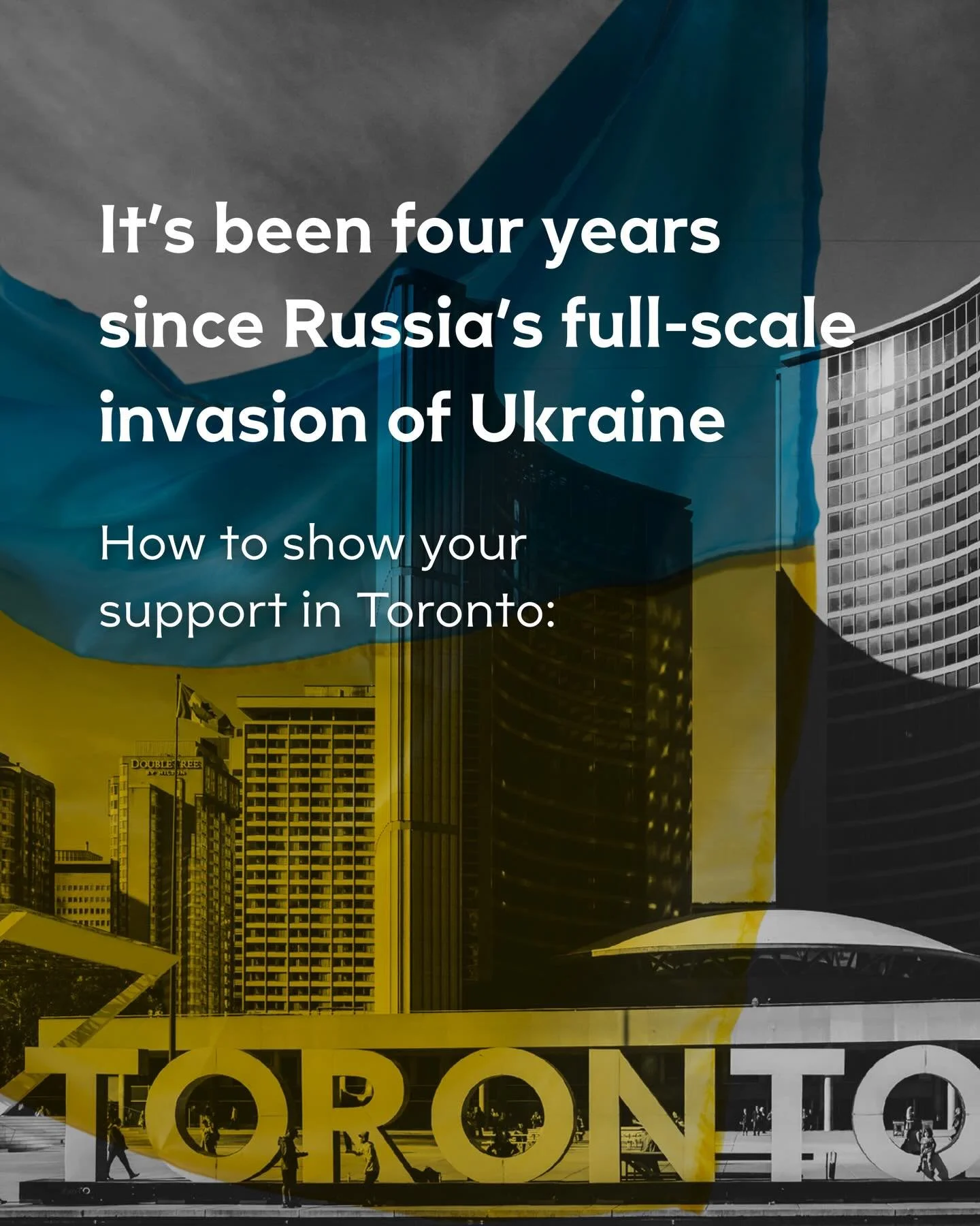 It&rsquo;s been four years since Russia&rsquo;s full-scale invasion of Ukraine.

Four years of resistance. Four years of grief. If you&rsquo;re in Toronto, here are ways to mark this moment:

🔹Join the Rally in Support of Ukraine at Nathan Phillips 