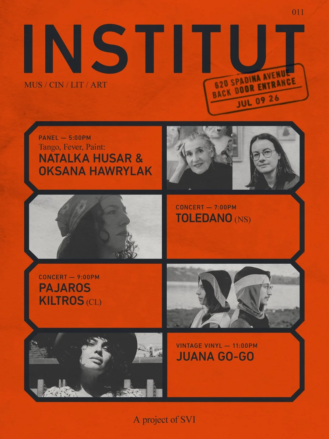INSTITUT 011 | NATALKA HUSAR x OKSANA HAWRYLAK, TOLEDANO (NS), PAJAROS KILTROS (CL), JUANA GO-GÓ