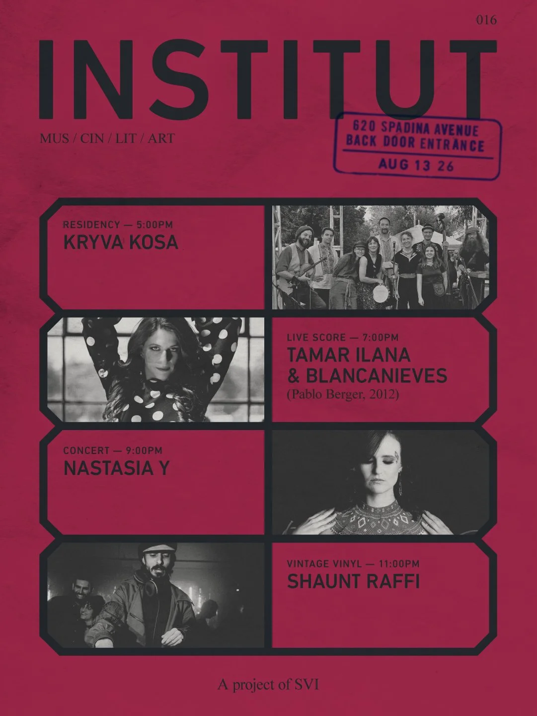 INSTITUT 016 | KRYVA KOSA x TAMAR ILANA x TAREK FUNK × NASTASIA Y x SHAUNT RAFFI