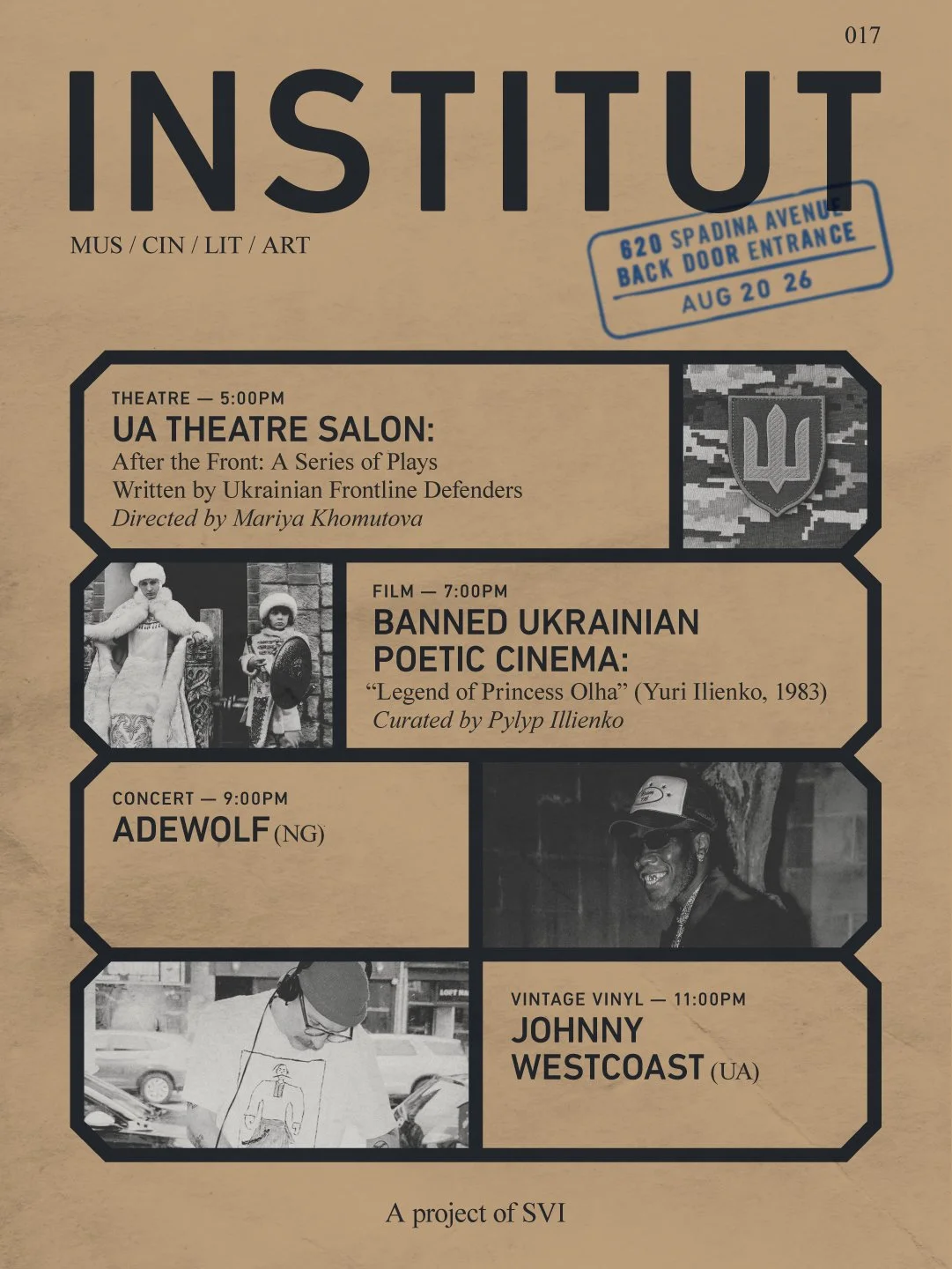 INSTITUT 017 | UA THEATRE SALON x Banned Ukrainian Poetic Cinema x ADEWOLF × Johny Westcoast (UA)