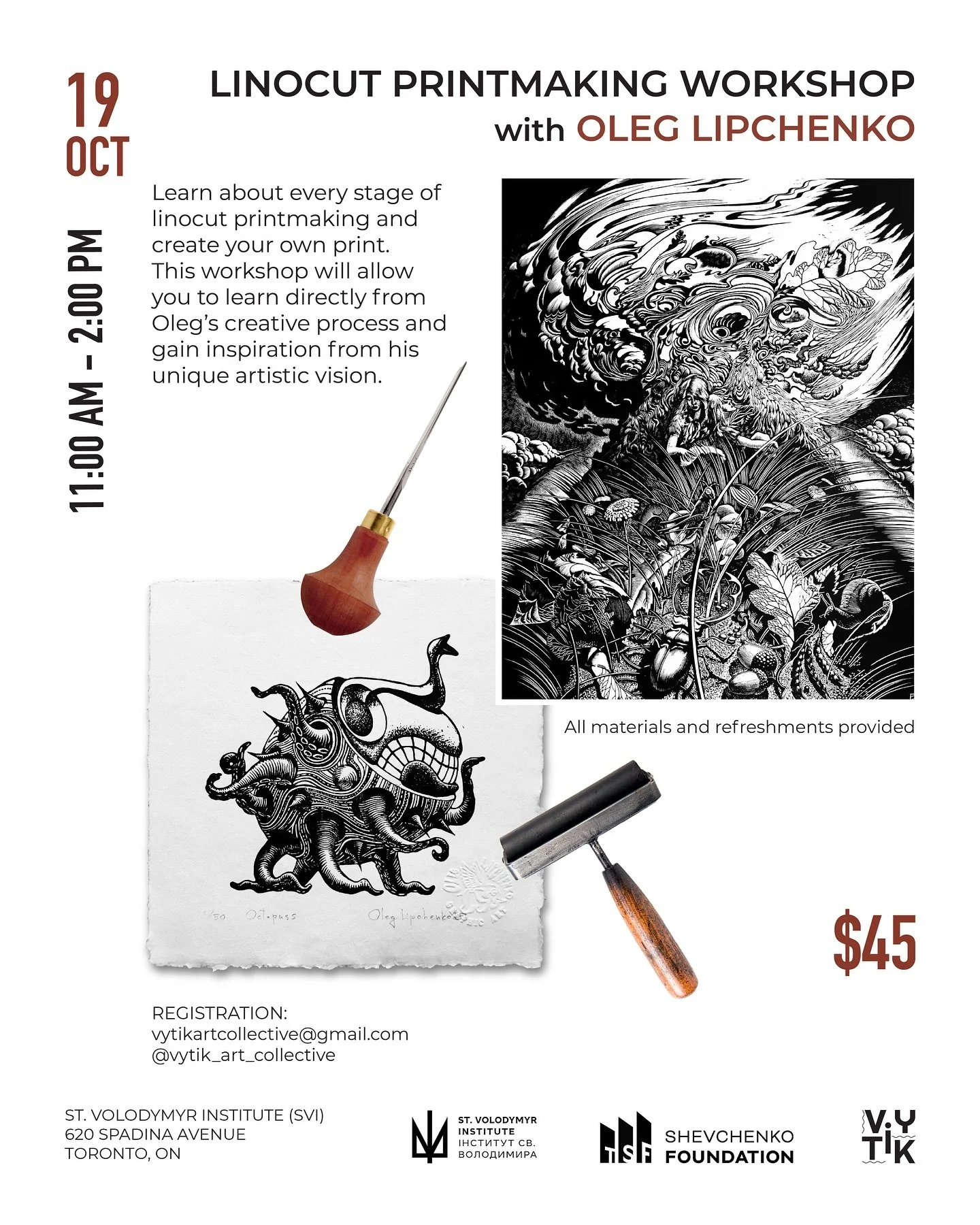 Linocut Printmaking Workshop with Oleg Lipchenko