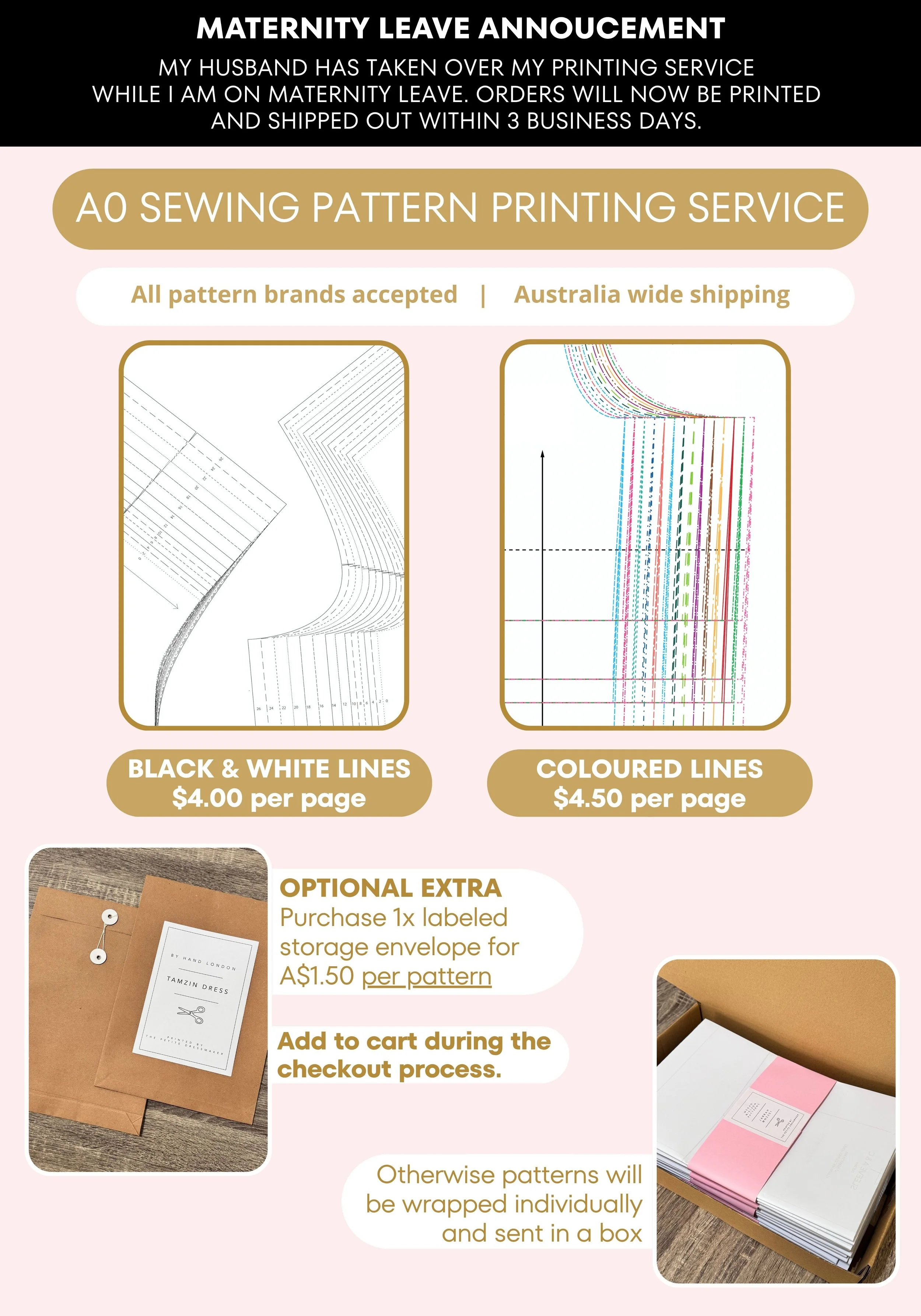A0 Sewing Pattern Printing | From $4.00 Per Page