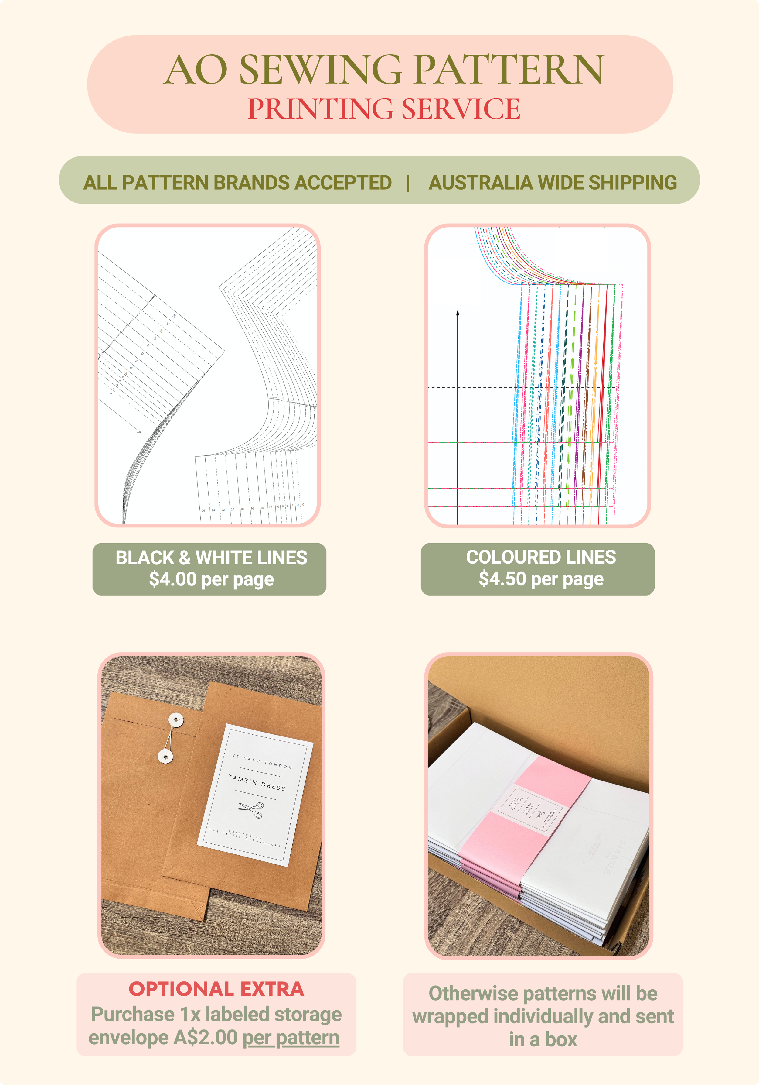 A0 Large Format Sewing Pattern Printing | From $4.00 Per Page