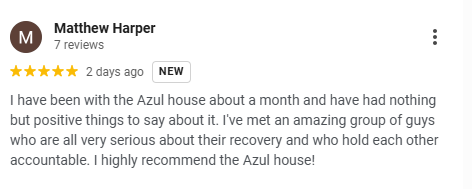 Google review Azul House sober living The Woodlands TX