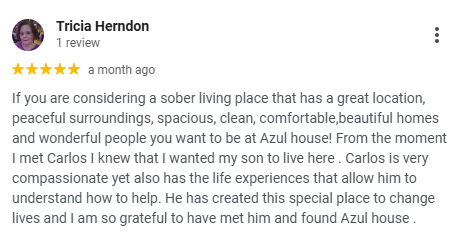 Google review Azul House sober living The Woodlands TX