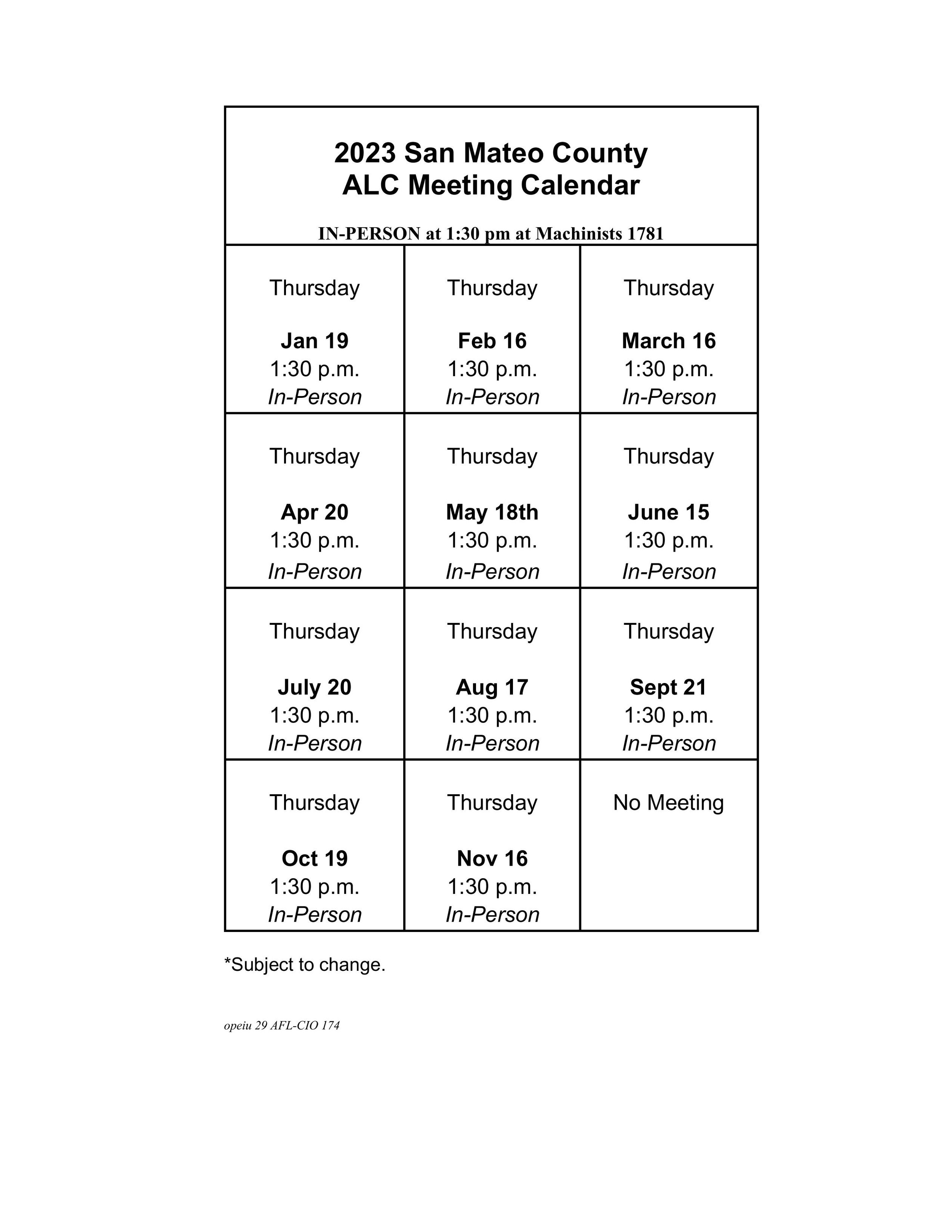 ALC Meetings — San Mateo County Central Labor Council