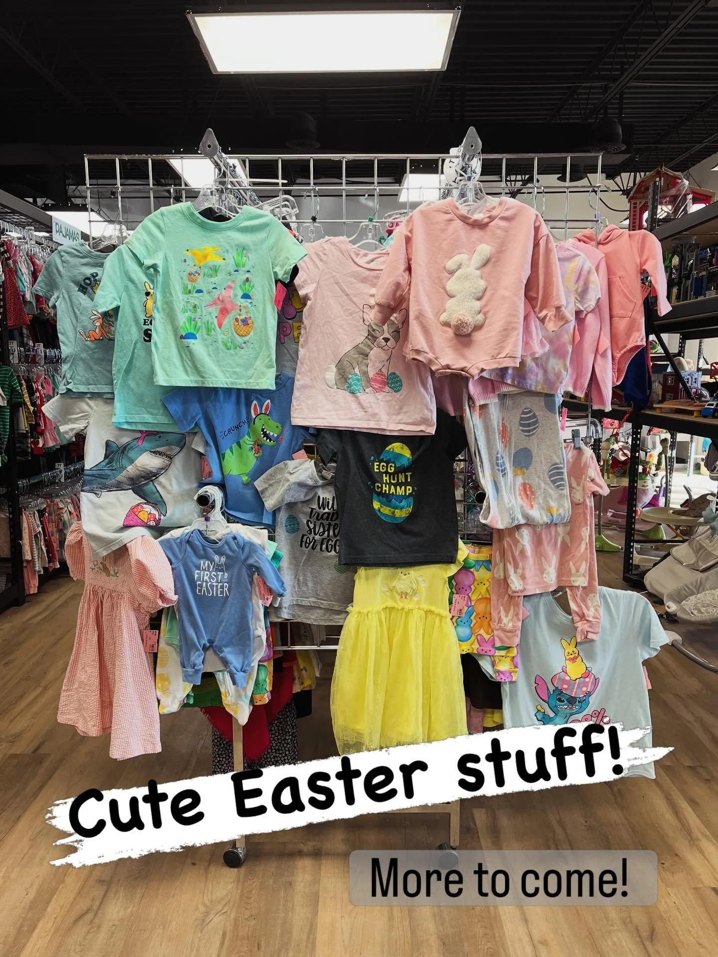 Better hop to it! 🐰🩷Easter is right around the corner! Some of the cutest stuff was just put on the floor! #easter #eastersunday #holiday #kidsresale #bellevuenebraska