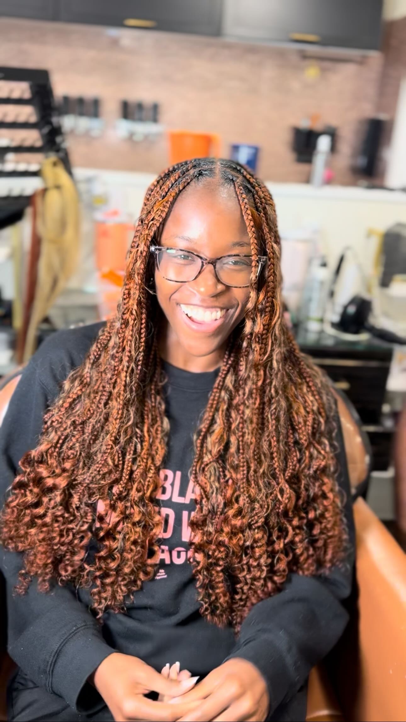 Medium Boho Knotless Braids with flexi rod ends β¨