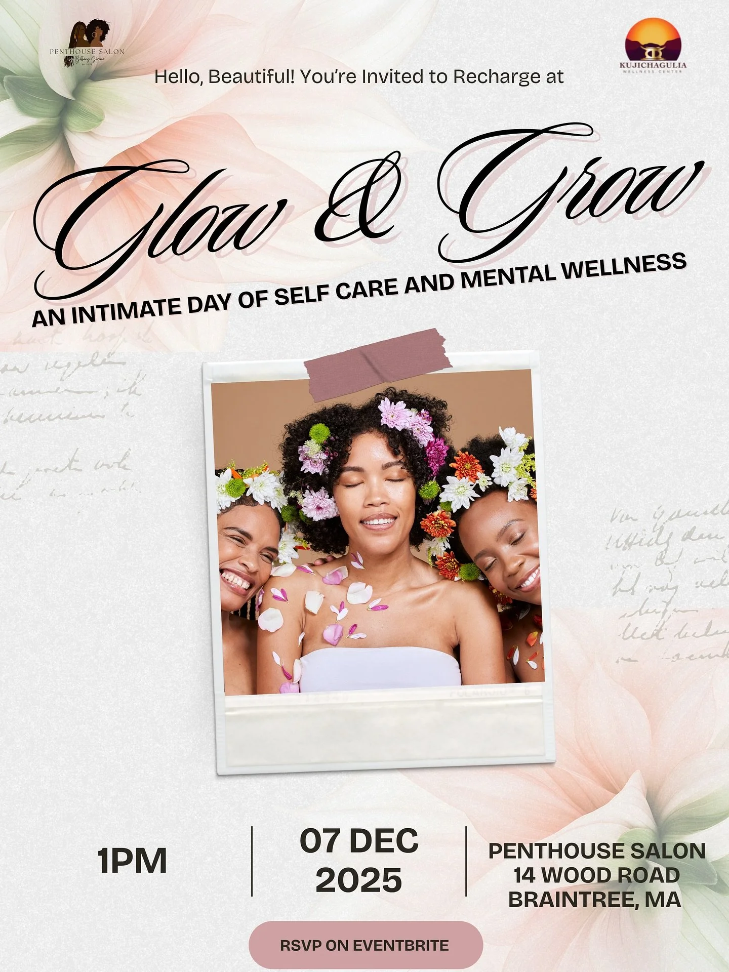 🌿✨ You’re invited to Glow & Grow —
An intimate day of self-care, sisterhood, and soul care designed for Black women to rest, reflect, and reclaim their peace.
🫶🏾 What to Expect:
→ A real convo on how hair care is self-care &m