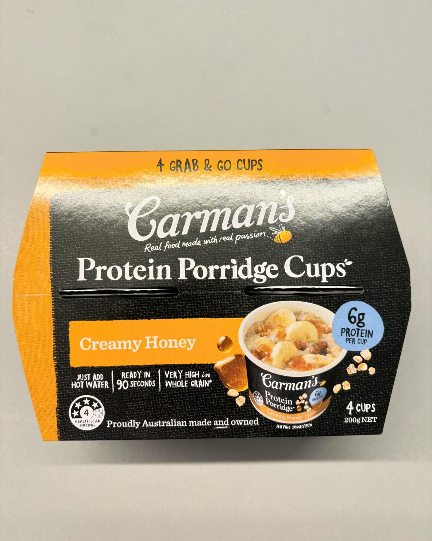Another new product from Carmans! Available at Cole&rsquo;s and in 2 flavours. As the weather starts to cool down, porridge is a great option for breakfast. These practical protein porridge cups are a great option to have in the office, after early m