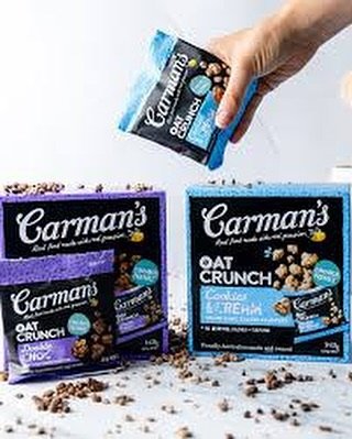 Carmans oat crunch is a fun new product for kids and adults. It&rsquo;s nut free so perfect for kids lunch boxes and will also hit the spot for 3pm sugar cravings. The main ingredient is oats, it contains fibre and low salt. It comes in individual po