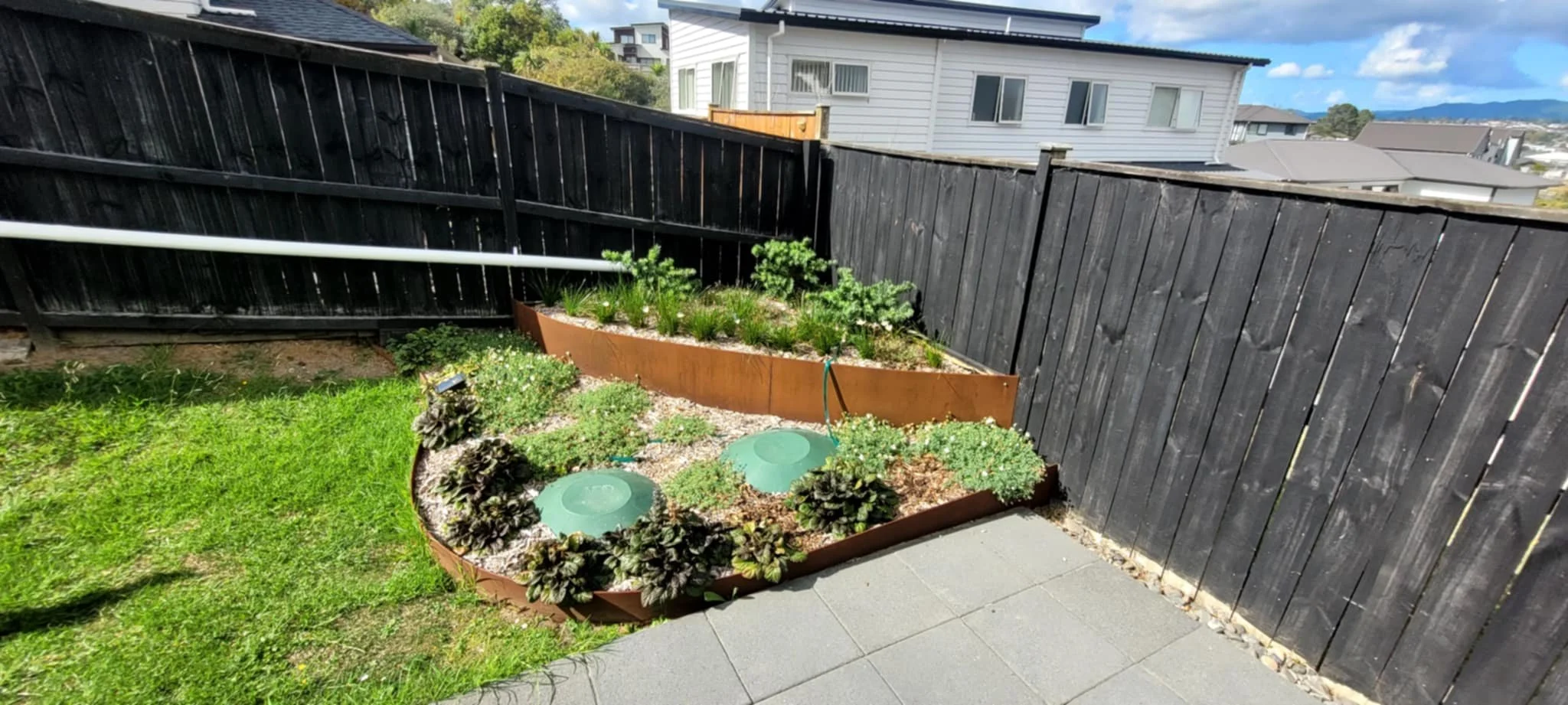 Corten edging with planting