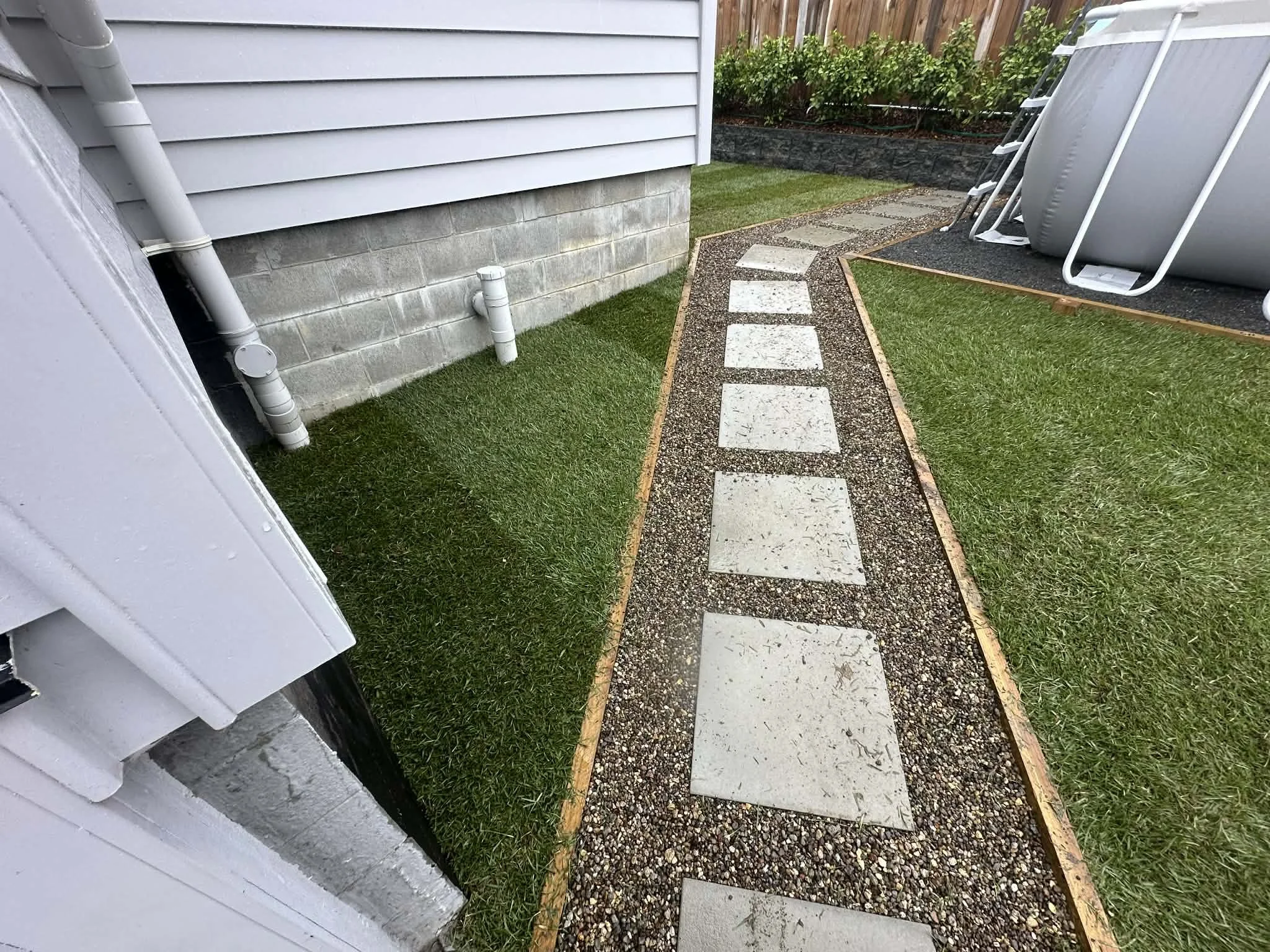 Paving with pebble pathway