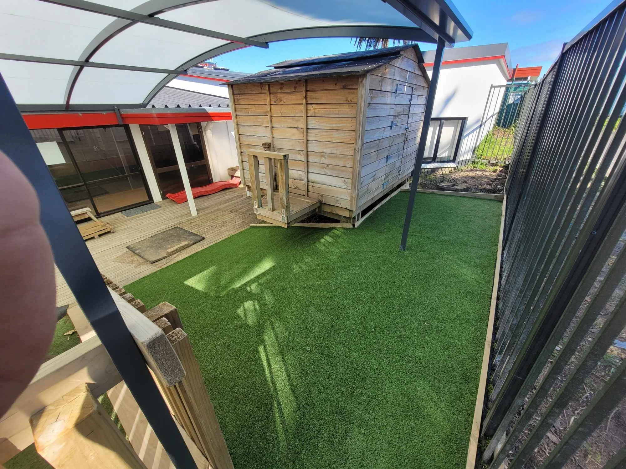 Artificial turf installation within play ground